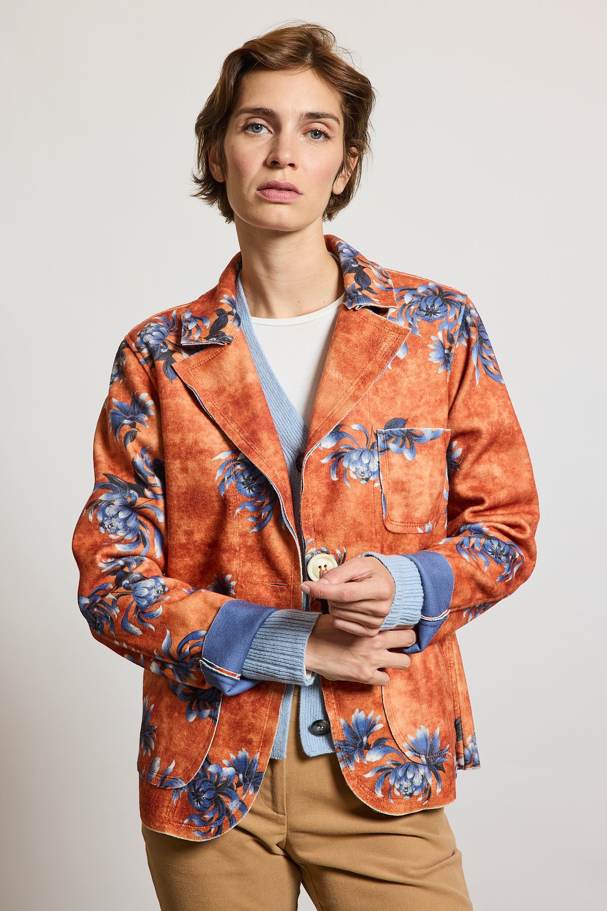 FLOWERS JACKET BRICK