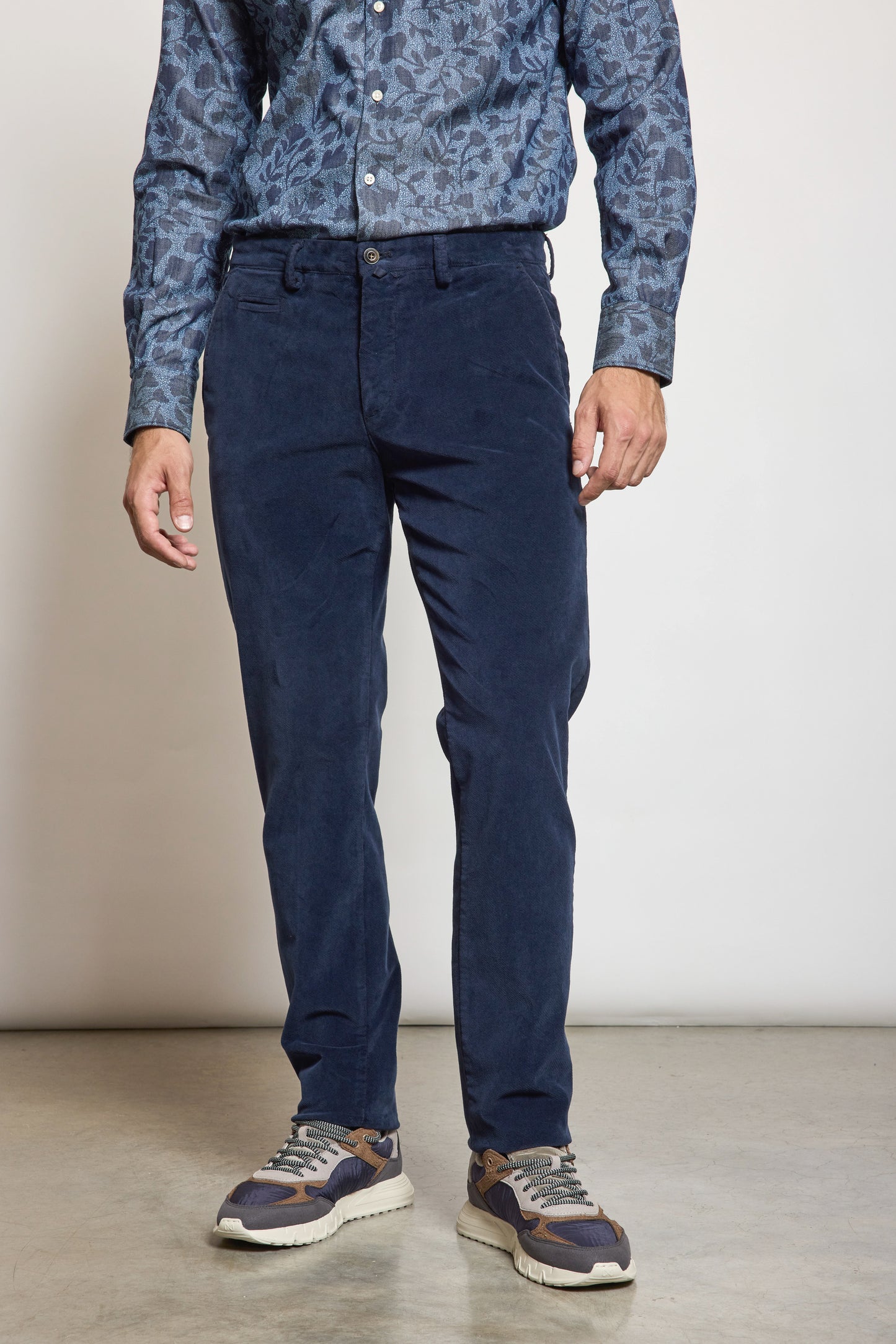PANTALON VELOURS DIAGONALE INDIGO