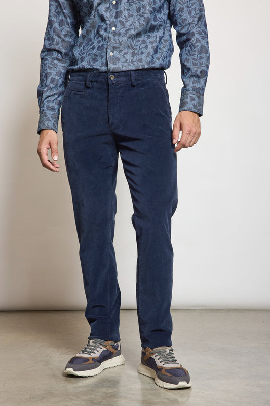 PANTALON VELOURS DIAGONALE INDIGO