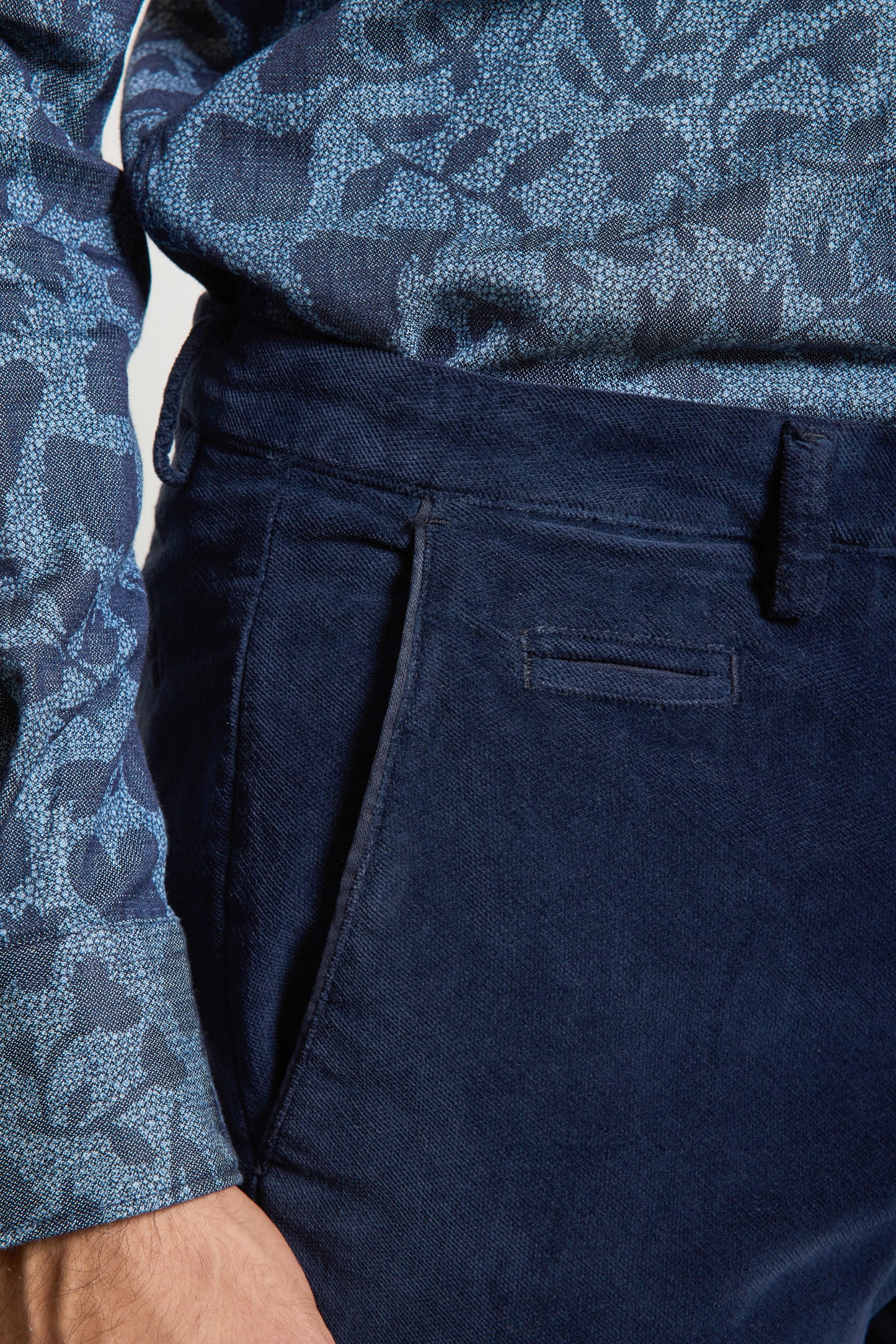 PANTALON VELOURS DIAGONALE INDIGO