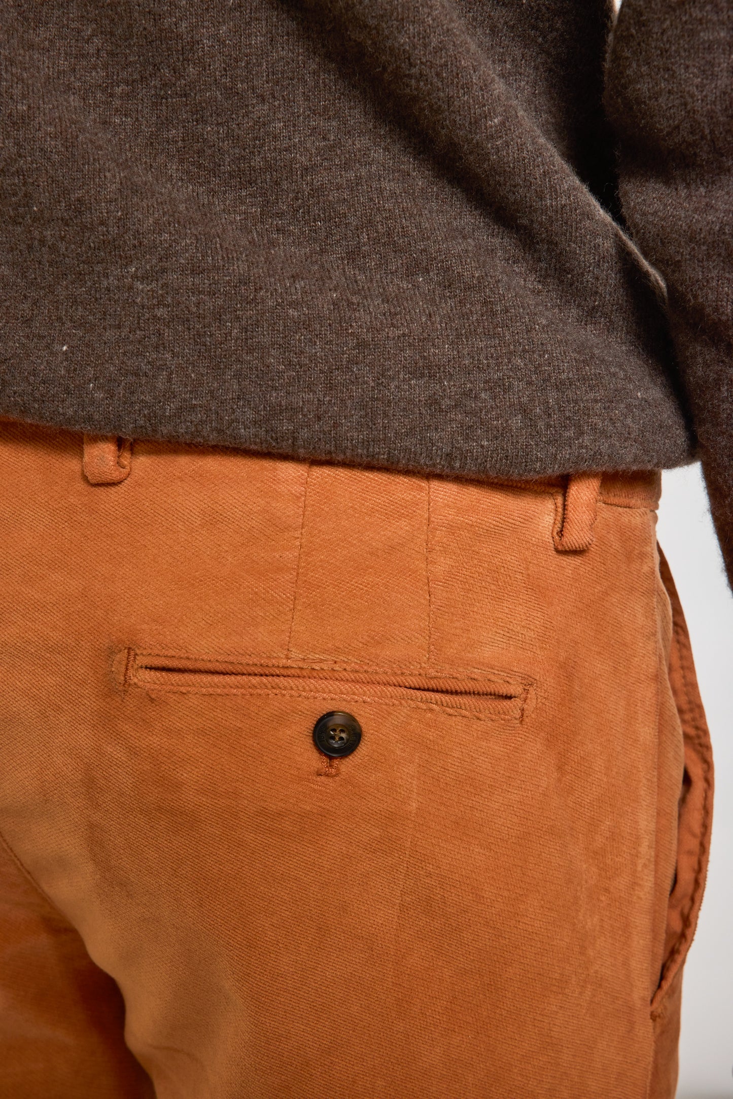 PANTALON VELOURS DIAGONALE MANDARINE