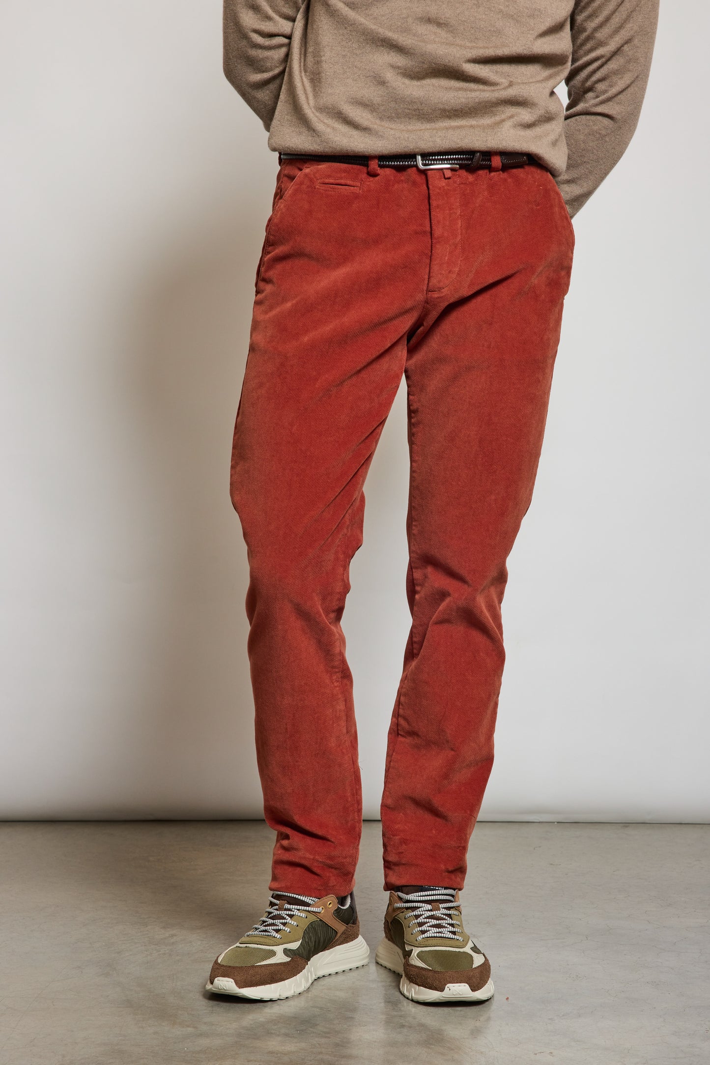 PANTALON VELOURS DIAGONALE TERRACOTTA