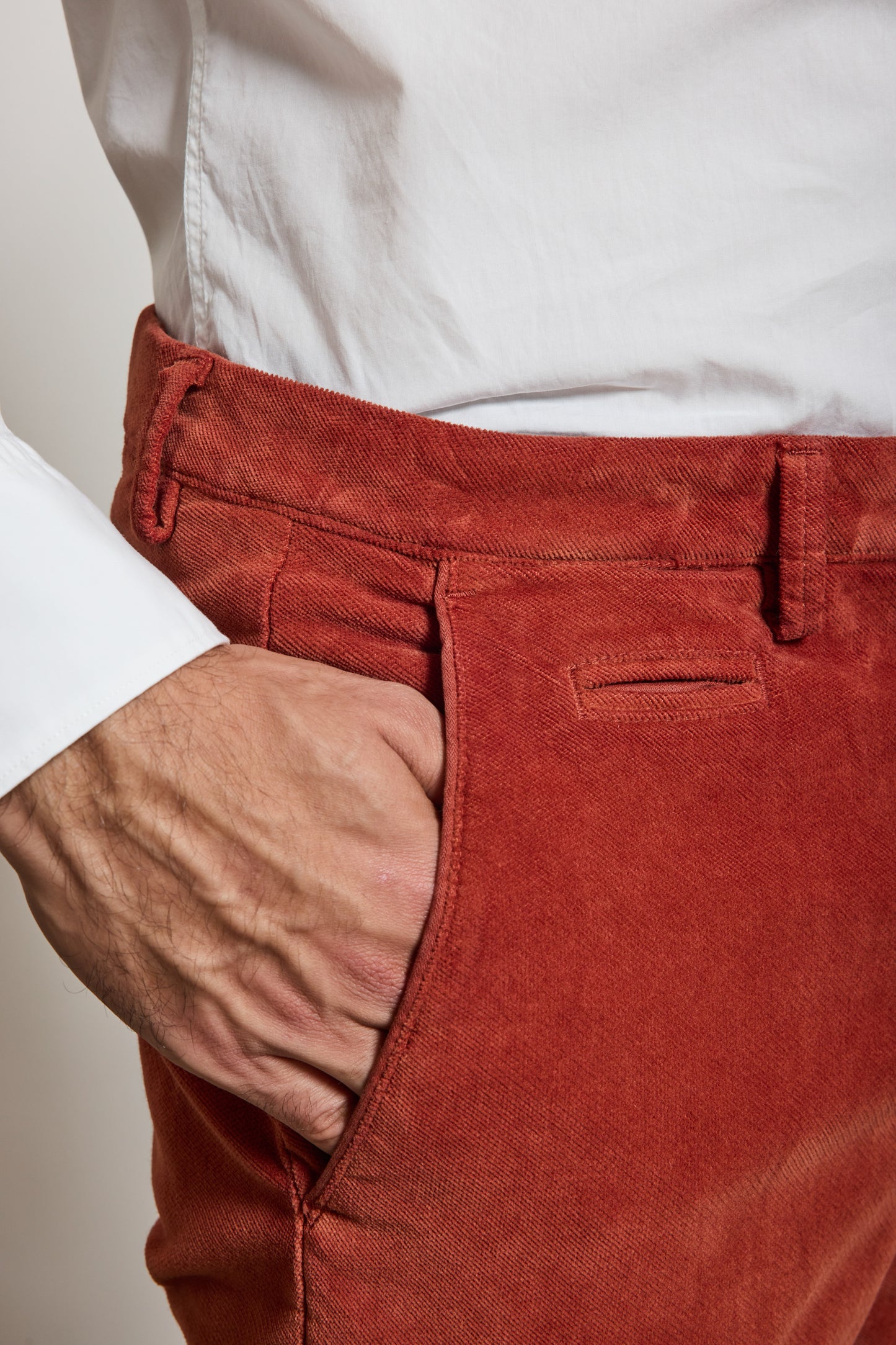 PANTALON VELOURS DIAGONALE TERRACOTTA