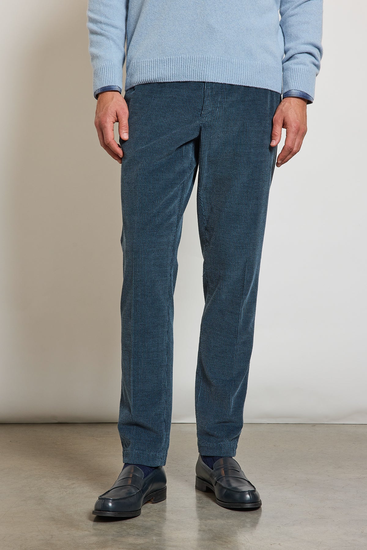 PANTALON VELOURS CÔTELÉ BLEU