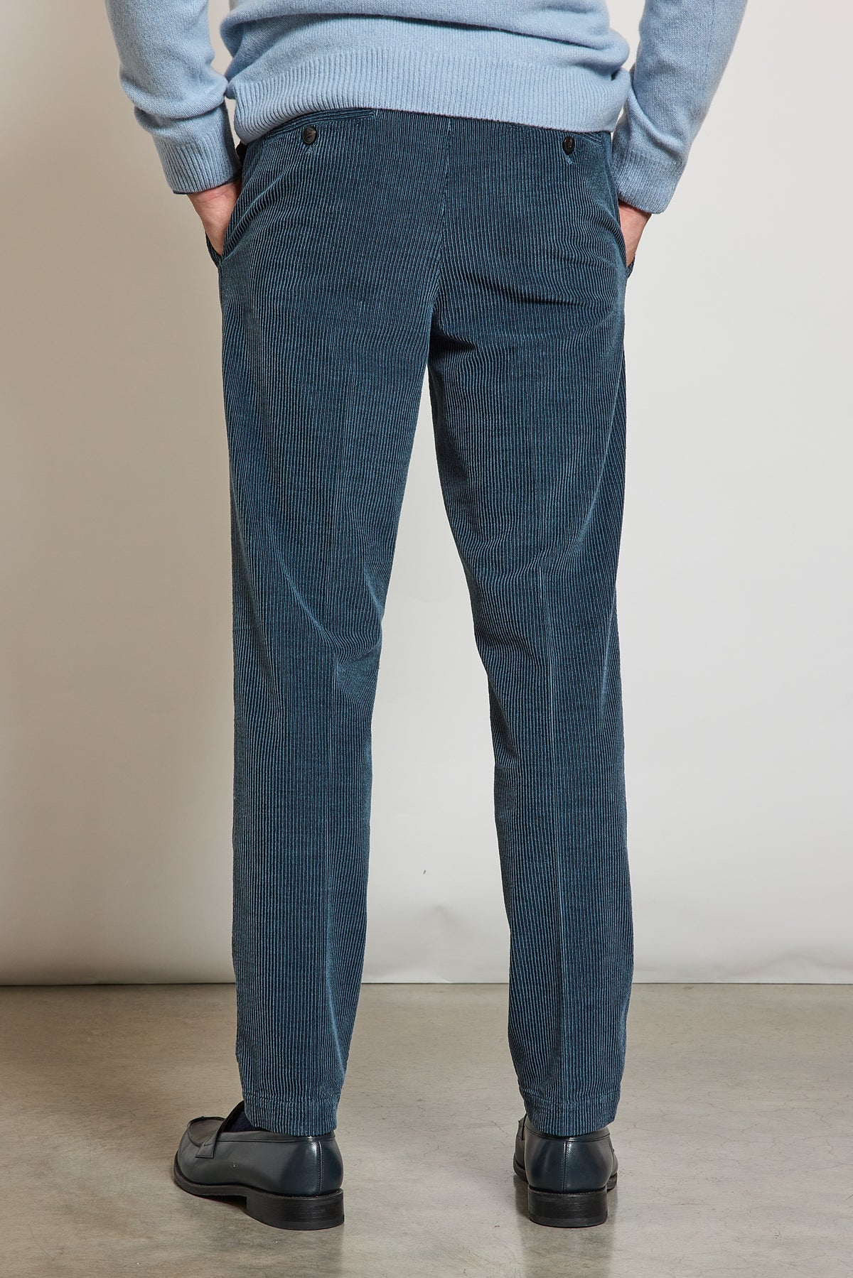 PANTALON VELOURS CÔTELÉ BLEU