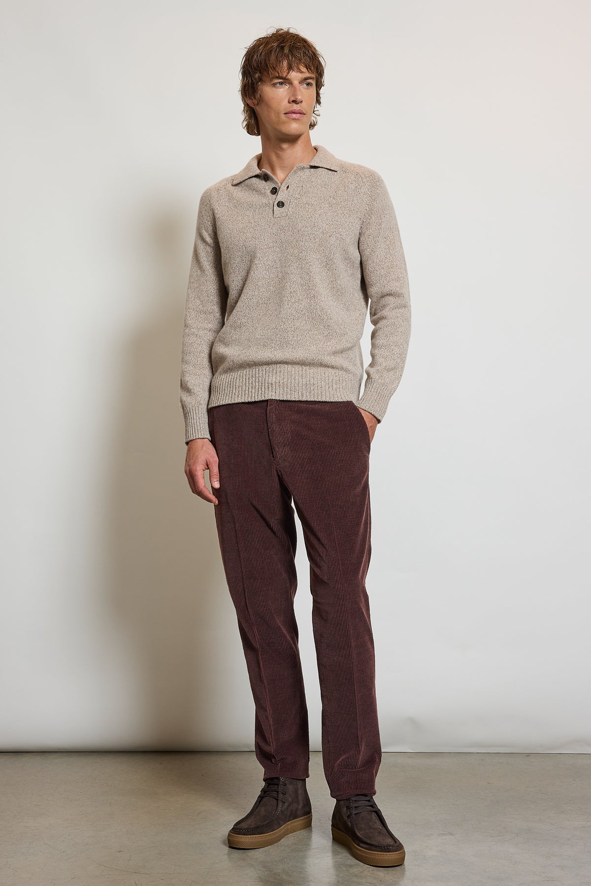 PANTALON VELOURS CÔTELÉ VIEUX ROSE