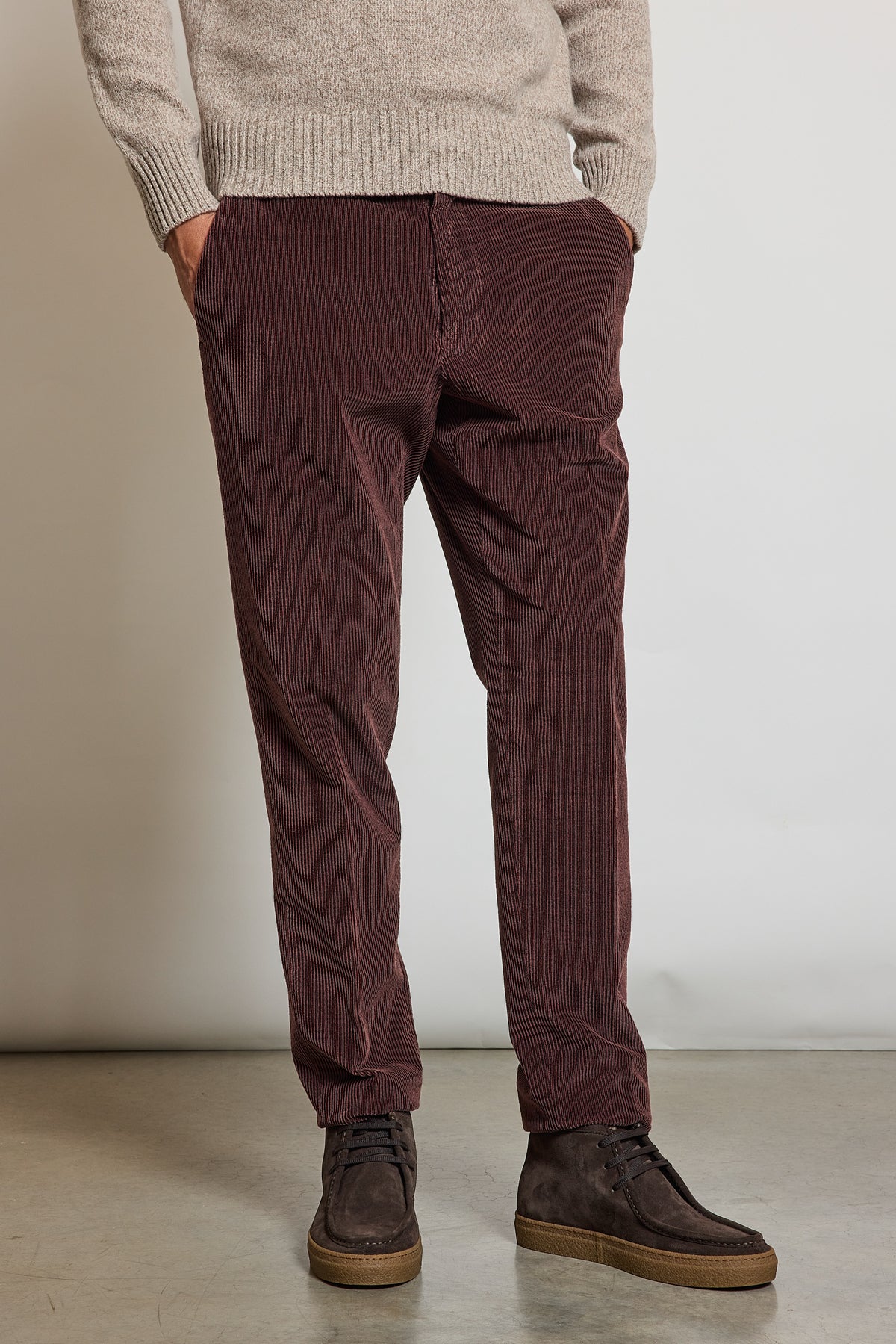 PANTALON VELOURS CÔTELÉ VIEUX ROSE