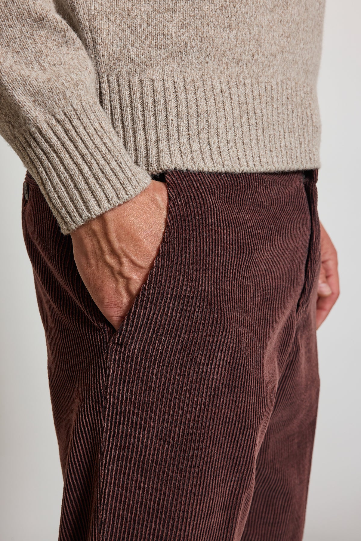 PANTALON VELOURS CÔTELÉ VIEUX ROSE