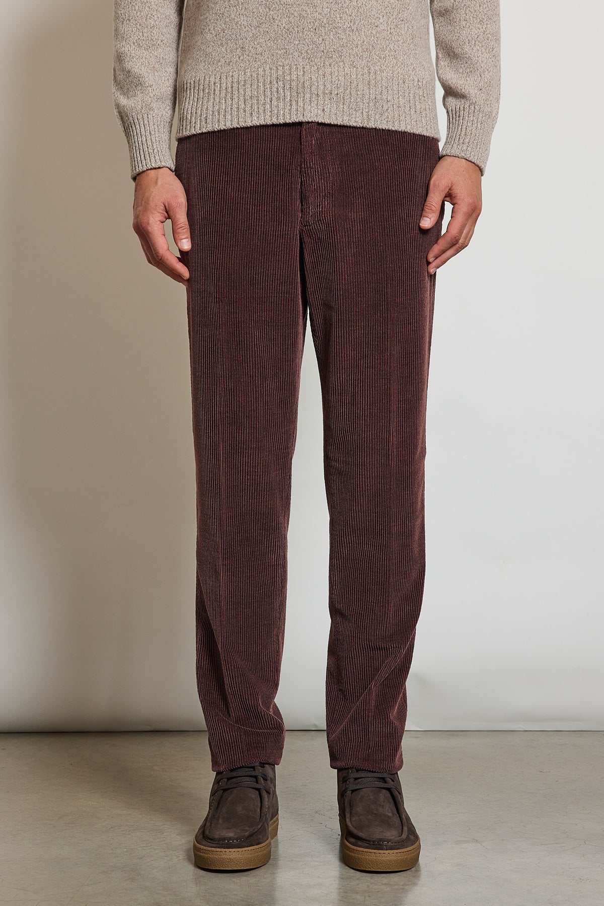 PANTALON VELOURS CÔTELÉ VIEUX ROSE