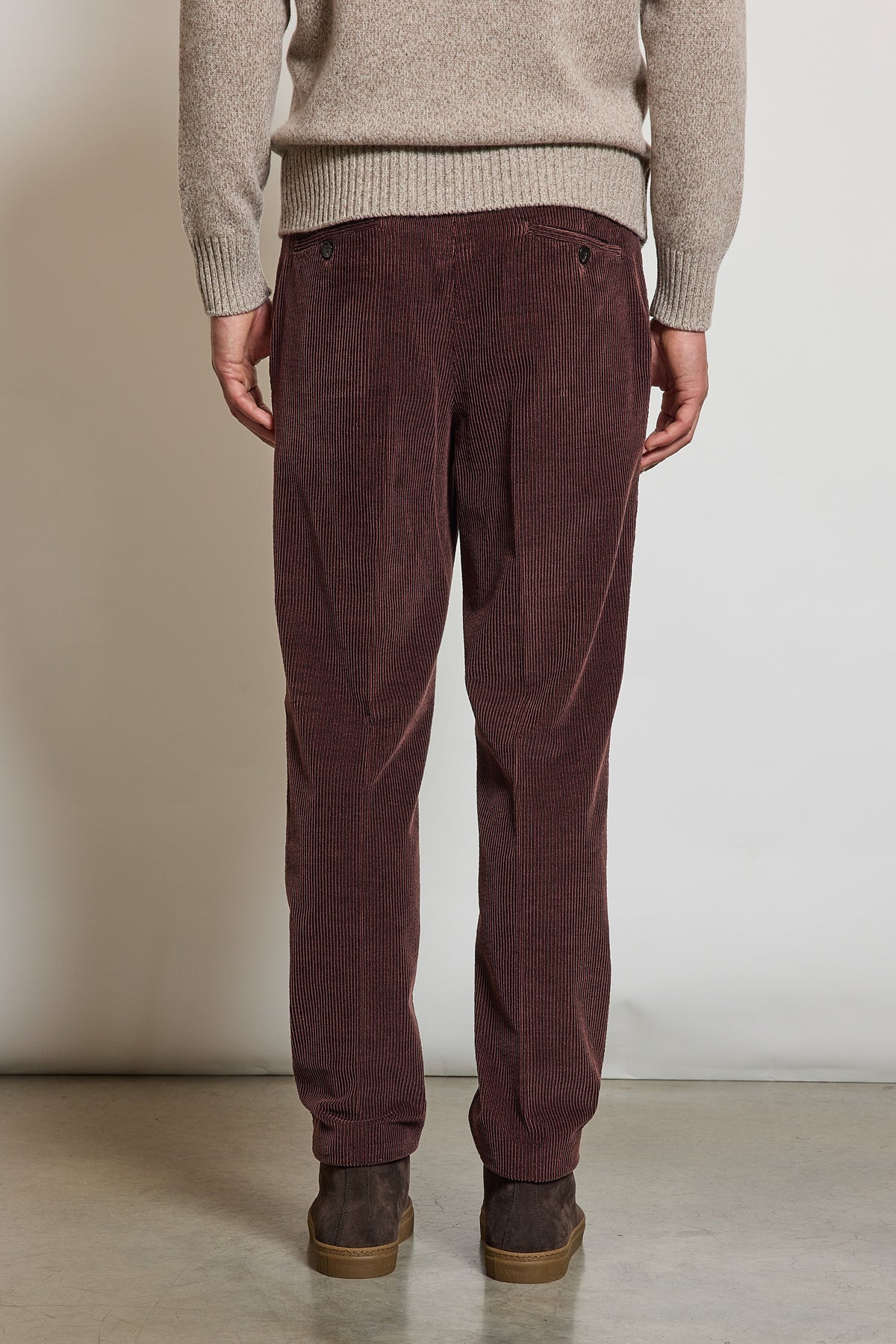 PANTALON VELOURS CÔTELÉ VIEUX ROSE