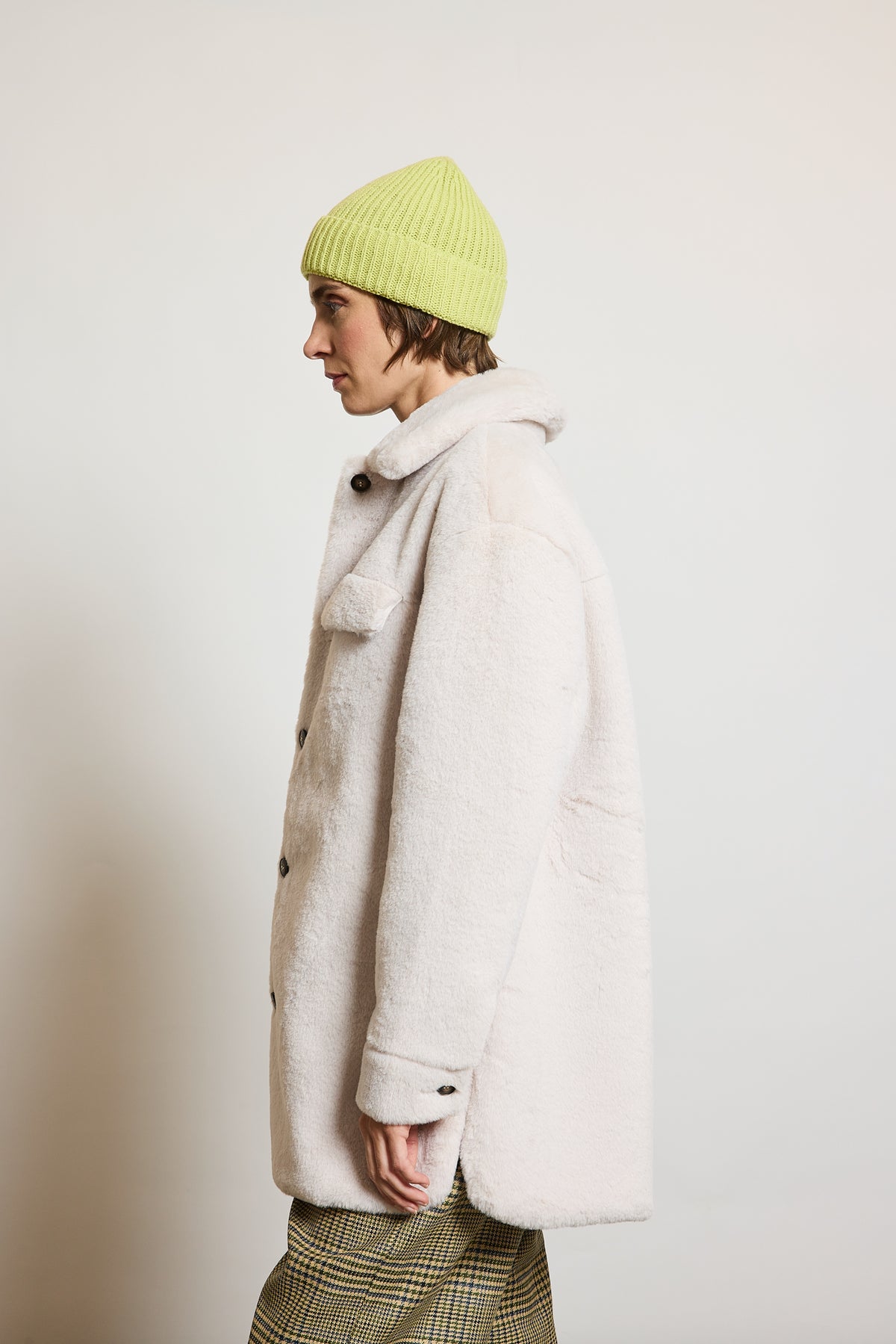 FAUX FUR COAT CHALK