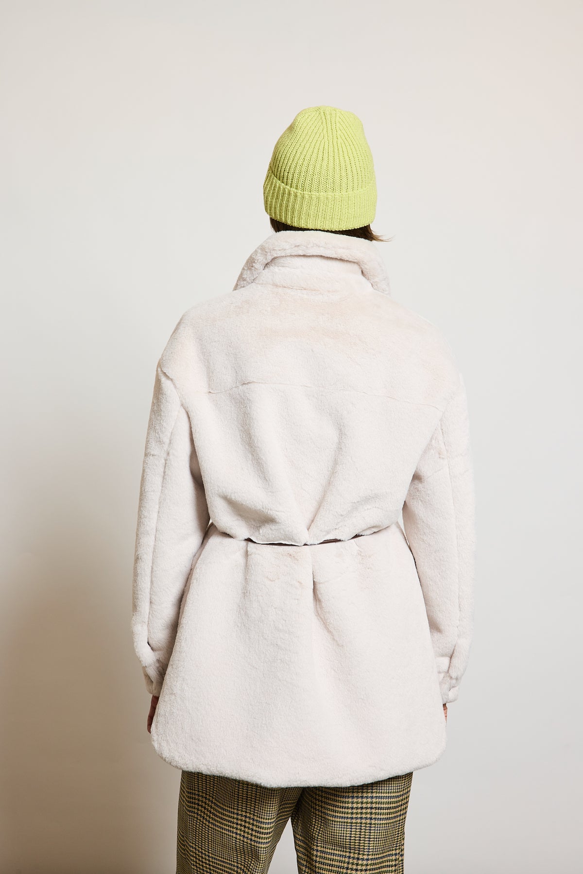 FAUX FUR COAT CHALK
