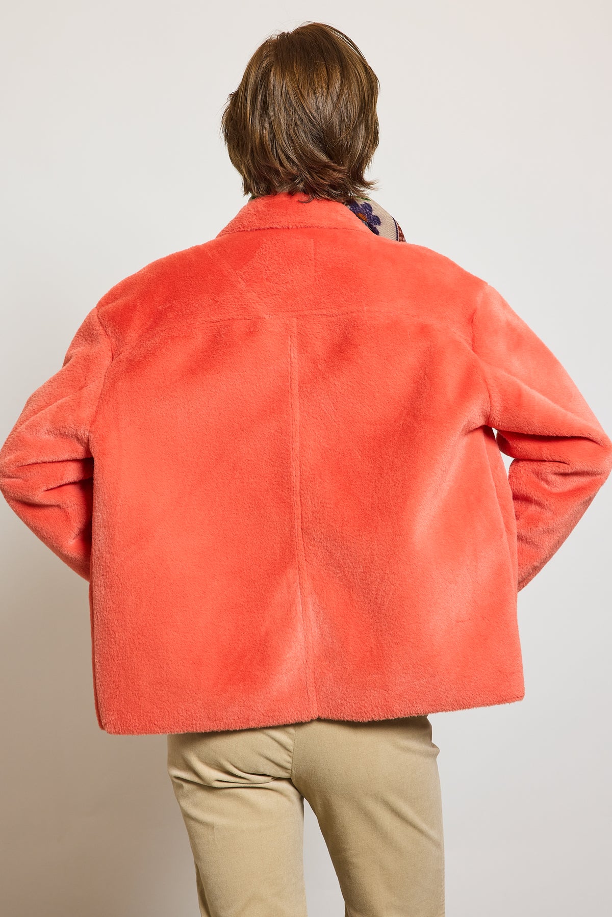FAUX FUR OVERSHIRT CORAL