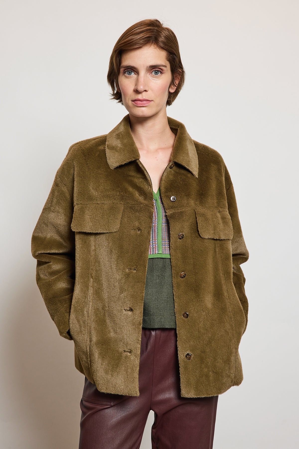 FAUX FUR OVERSHIRT KHAKI