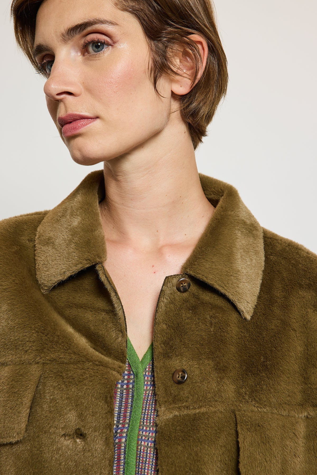 FAUX FUR OVERSHIRT KHAKI