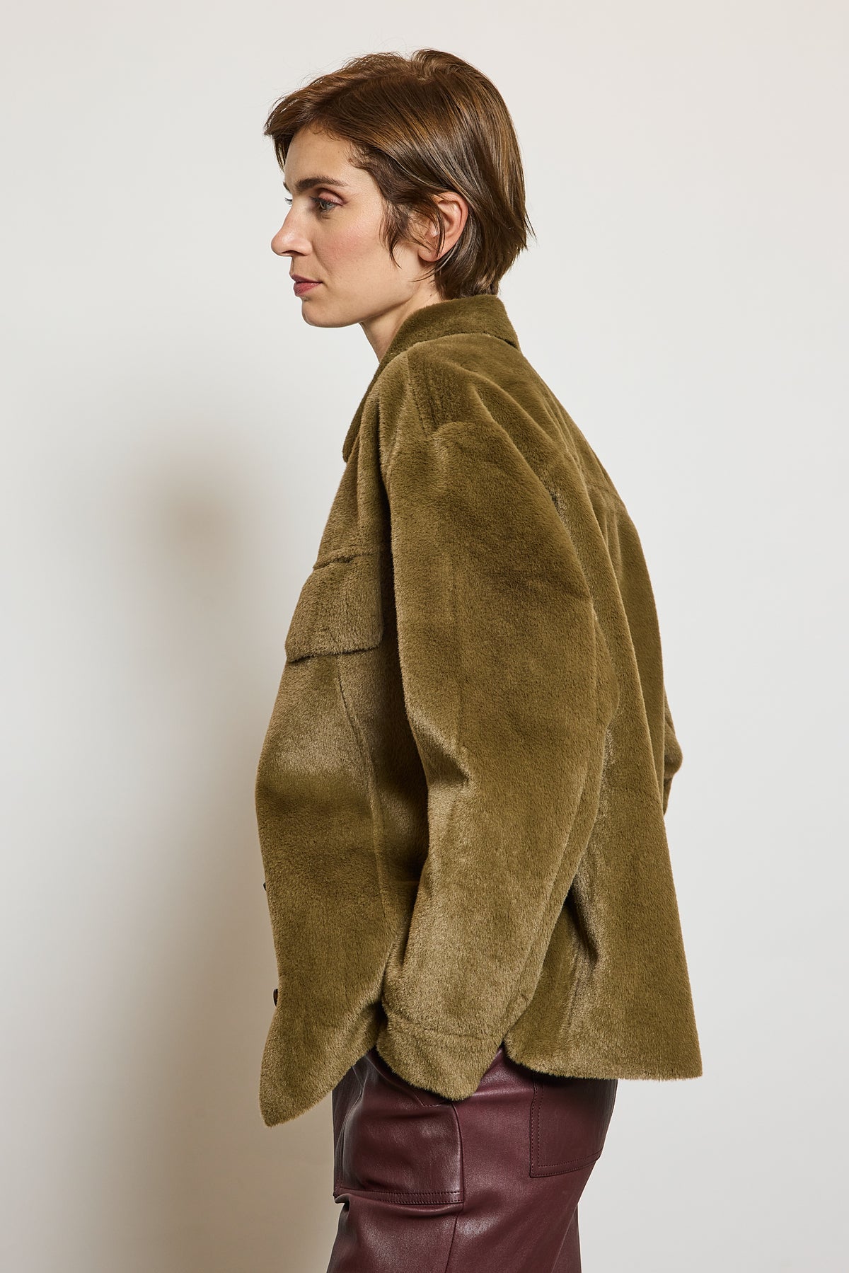 FAUX FUR OVERSHIRT KHAKI