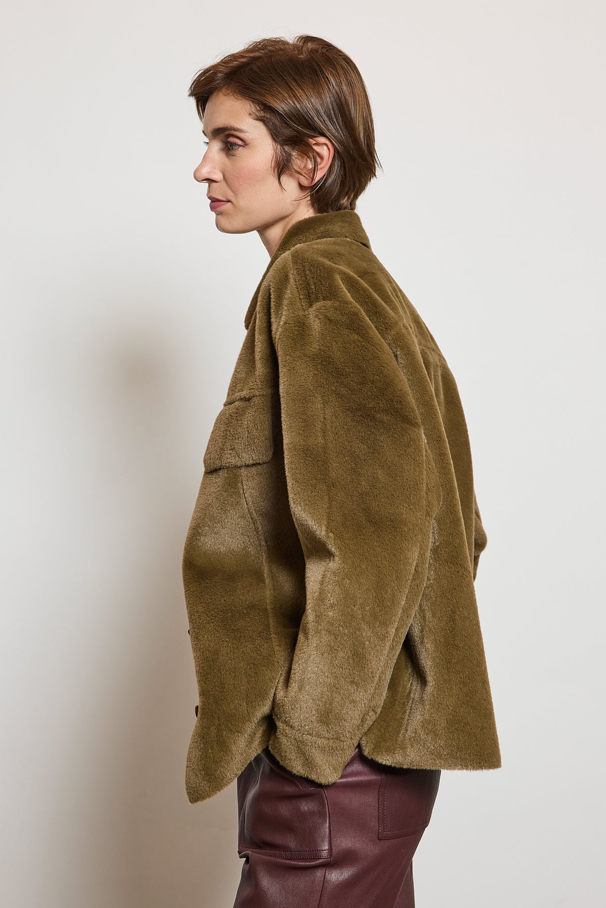 FAUX FUR OVERSHIRT KHAKI
