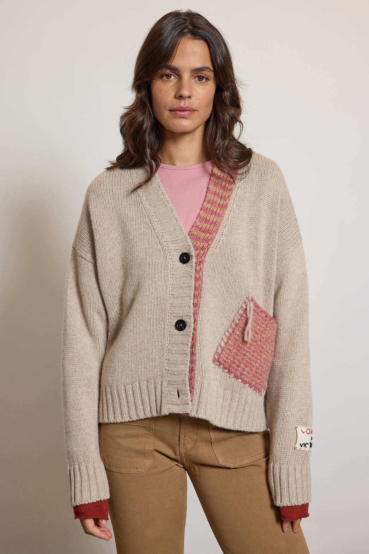 CARDIGAN À POCHE BEIGE