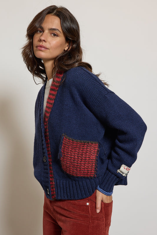 CARDIGAN À POCHE MARINE