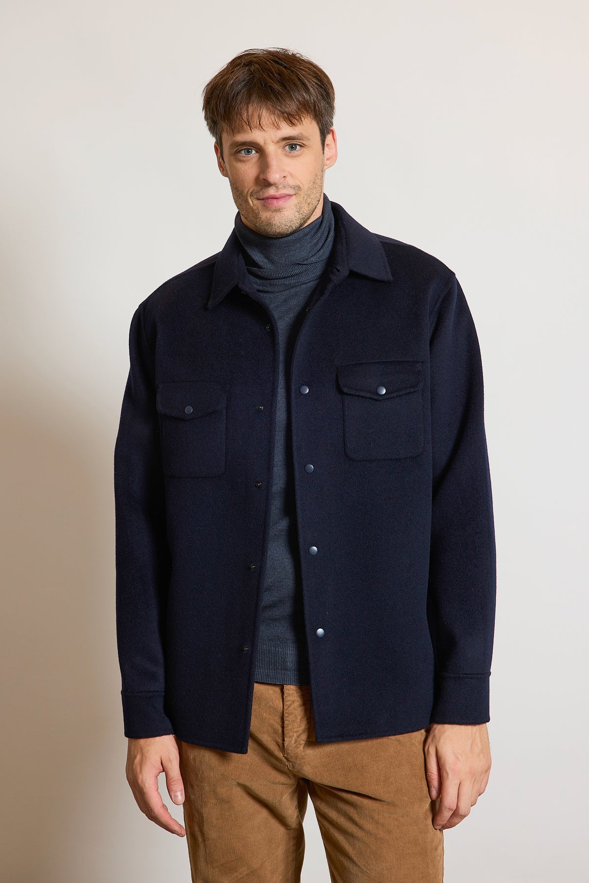 SURCHEMISE EN LAINE MARINE