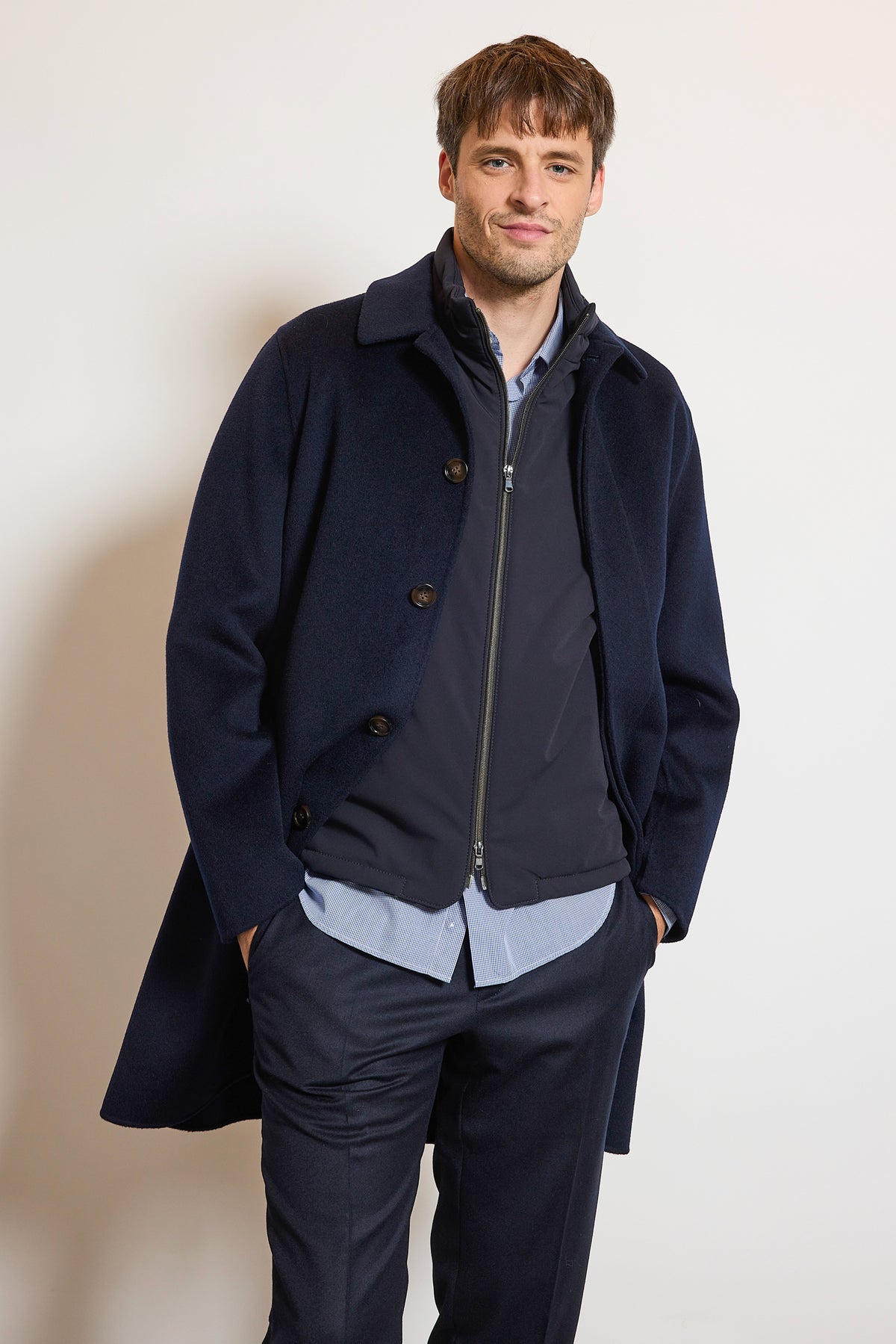 MANTEAU EN LAINE MARINE