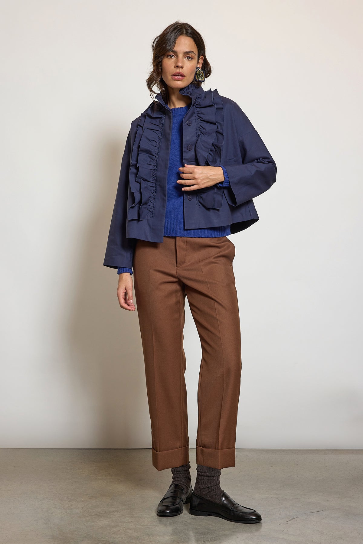 PANTALON À REVERS NOISETTE