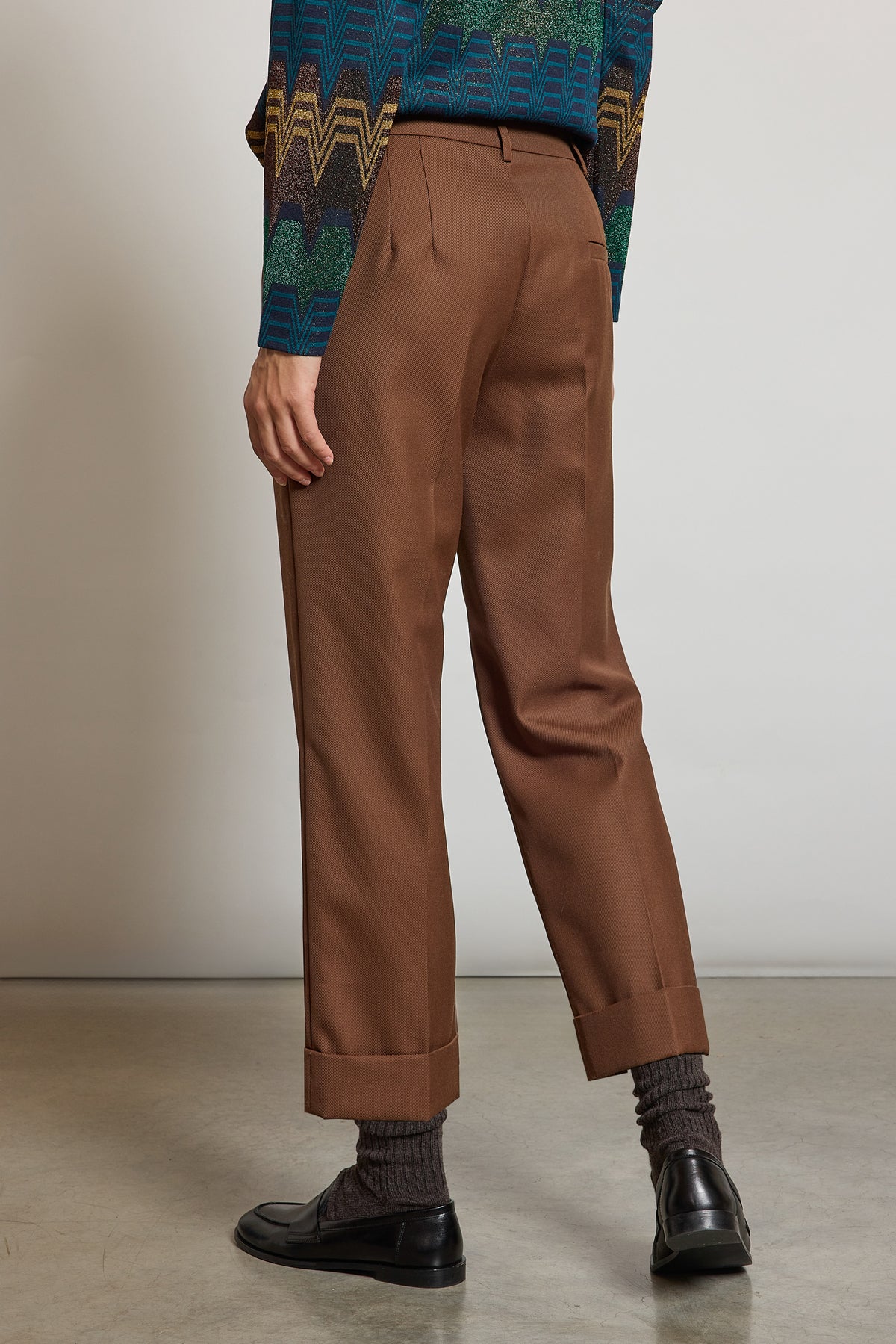 PANTALON À REVERS NOISETTE