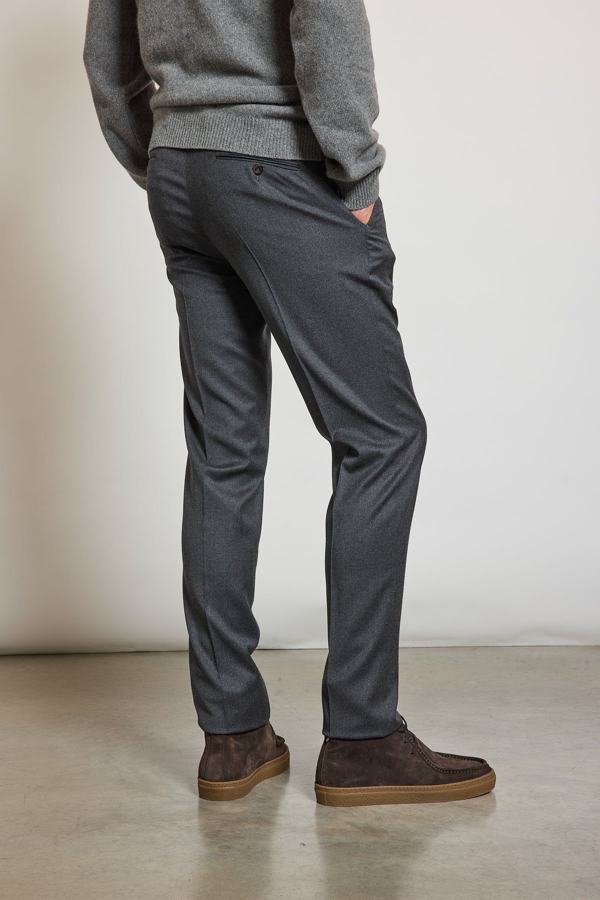 PANTALON SLIM FIT FLANELLE ANTHRACITE