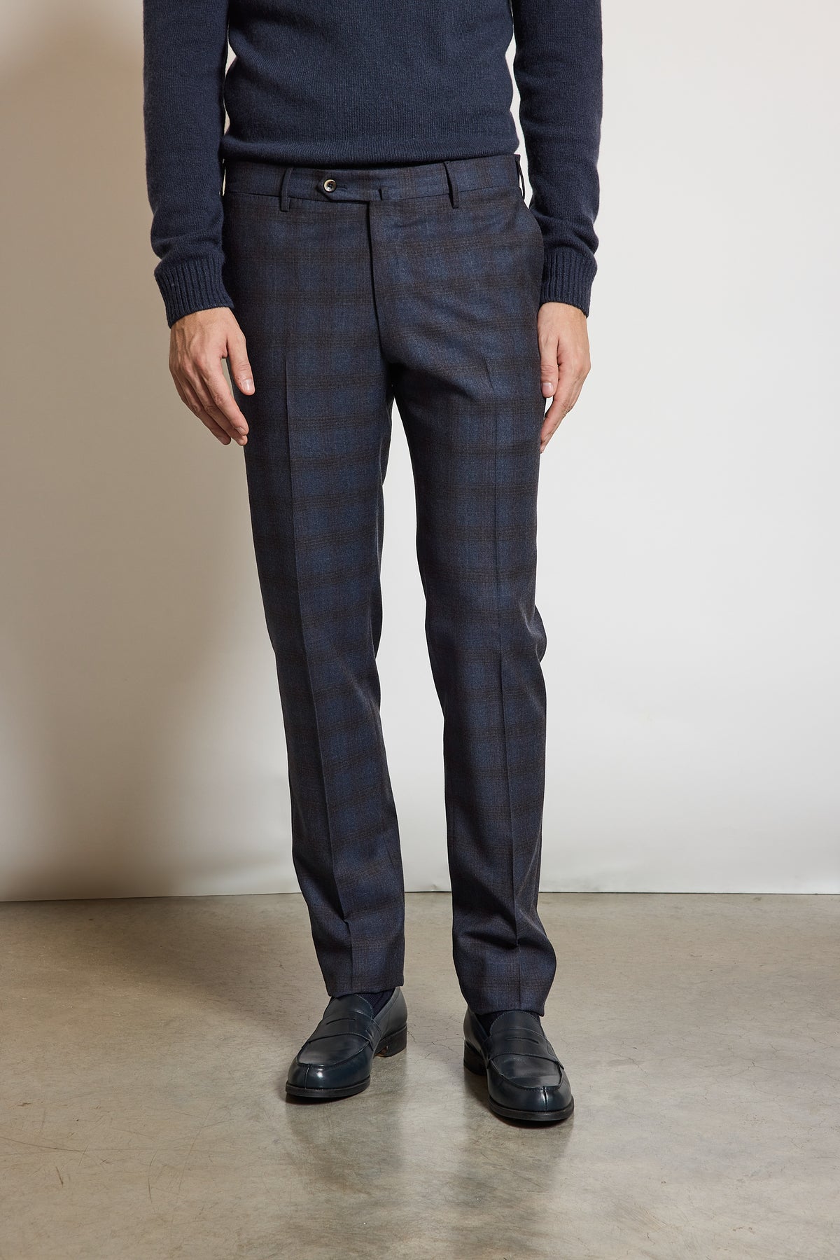 PANTALON SLIM FIT EN LAINE MARINE