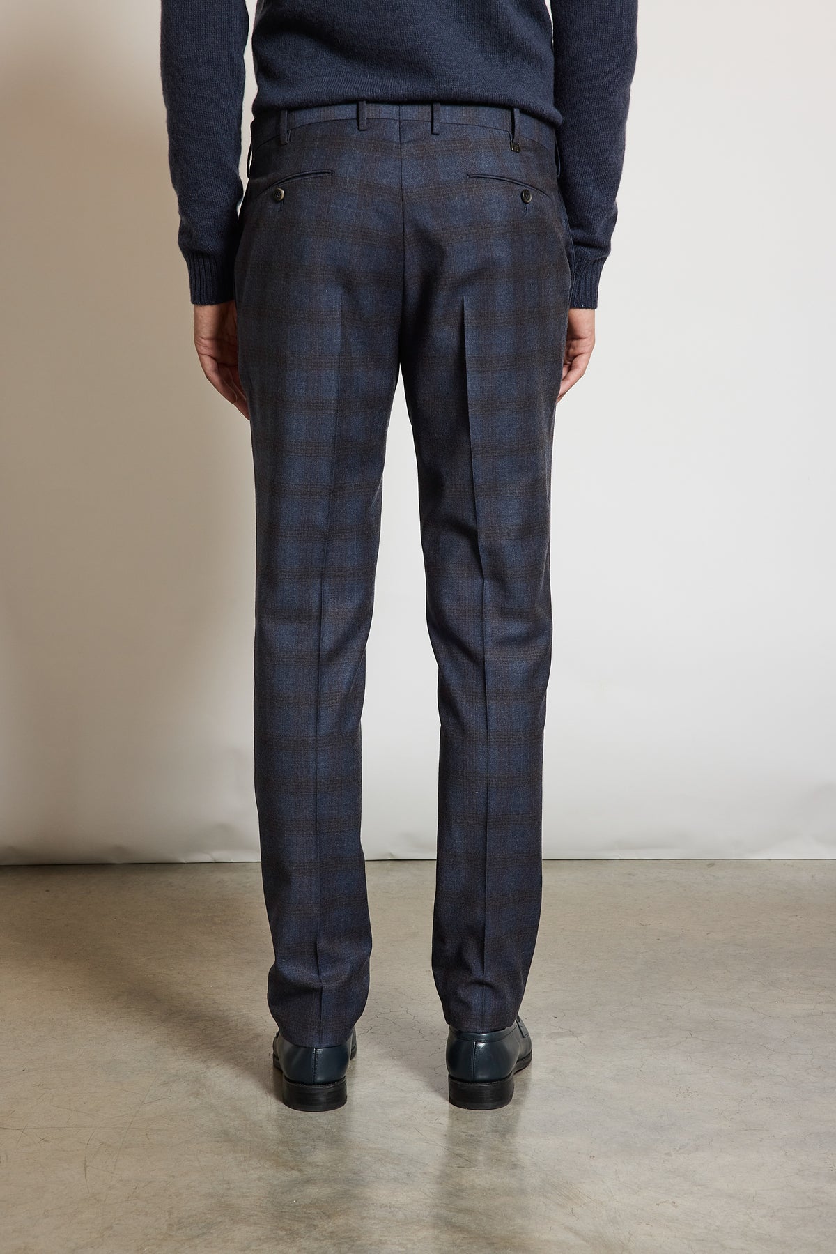 PANTALON SLIM FIT EN LAINE MARINE