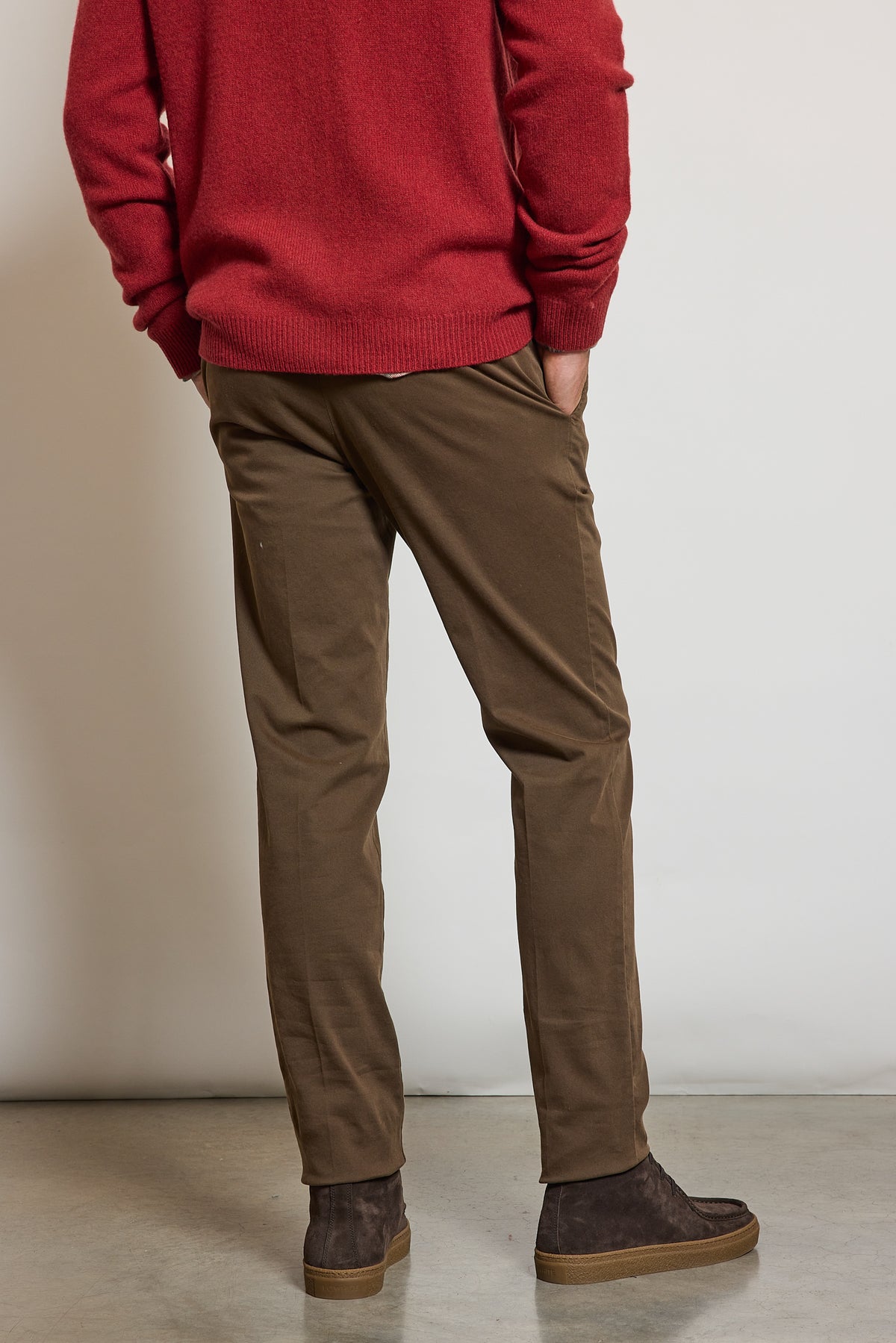 PANTALON SLIM FIT GABARDINE CHOCOLAT