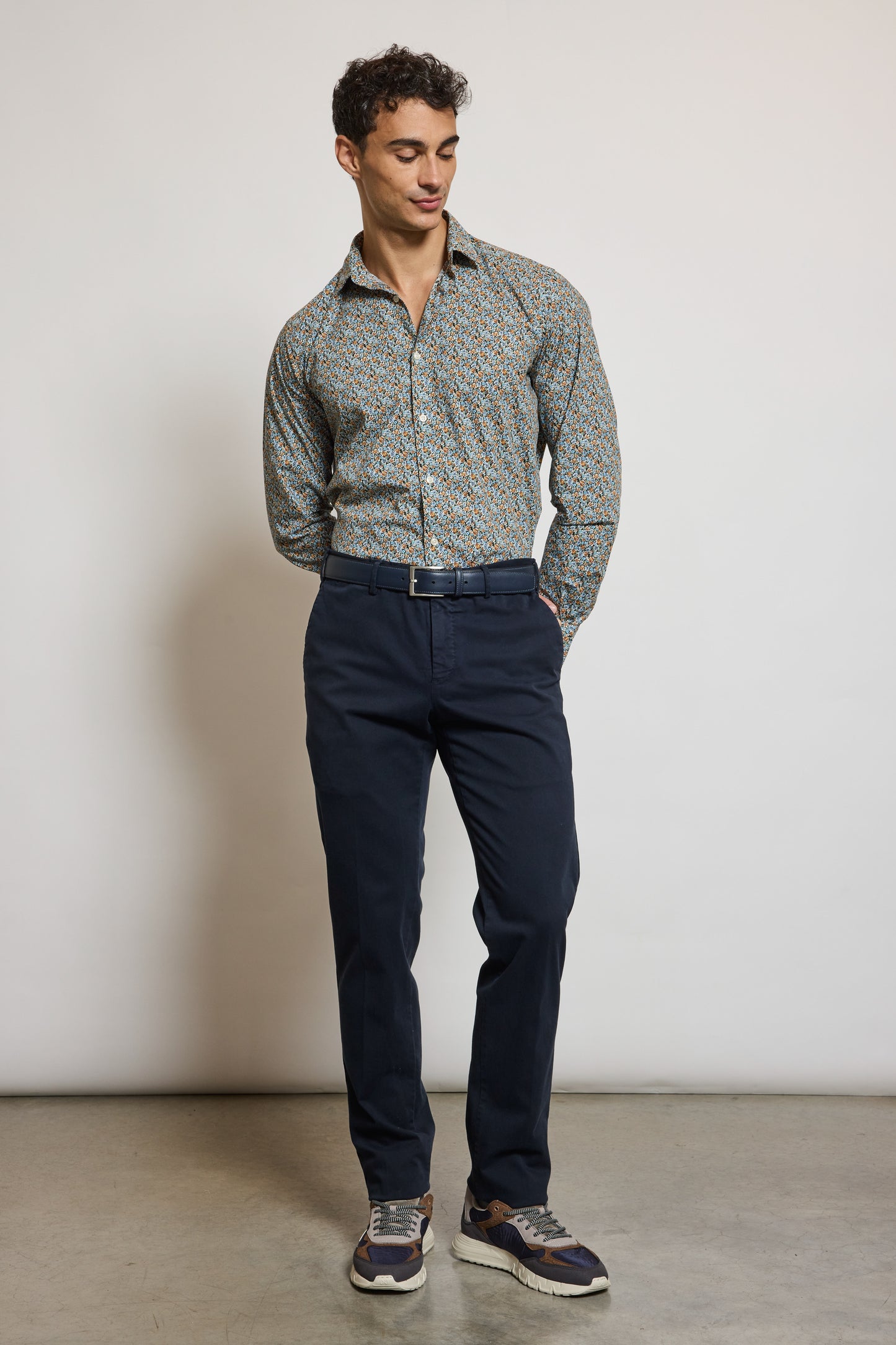 PANTALON SLIM FIT GABARDINE MARINE