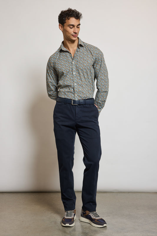 PANTALON SLIM FIT GABARDINE MARINE