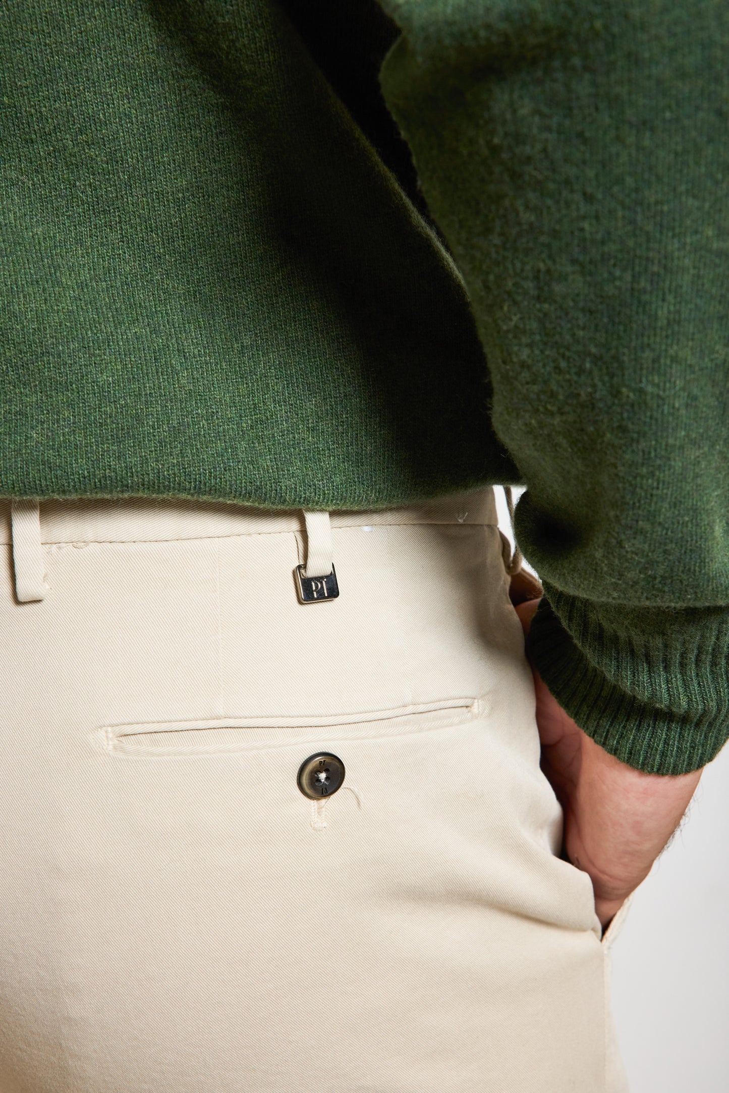 PANTALON SLIM FIT GABARDINE OFF WHITE