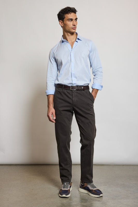 PANTALON SLIM FIT GABARDINE CHOCOLAT