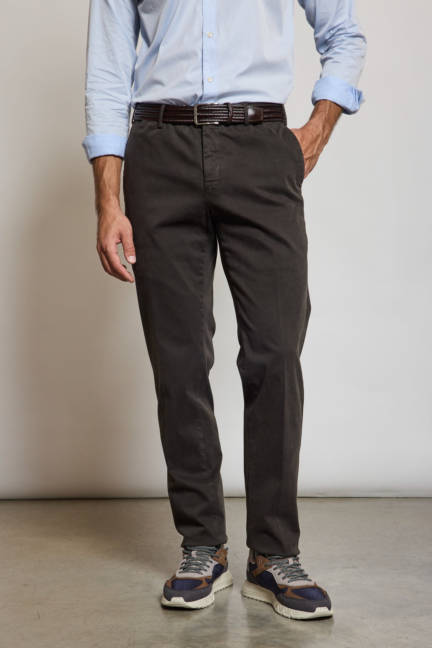 PANTALON SLIM FIT GABARDINE CHOCOLAT