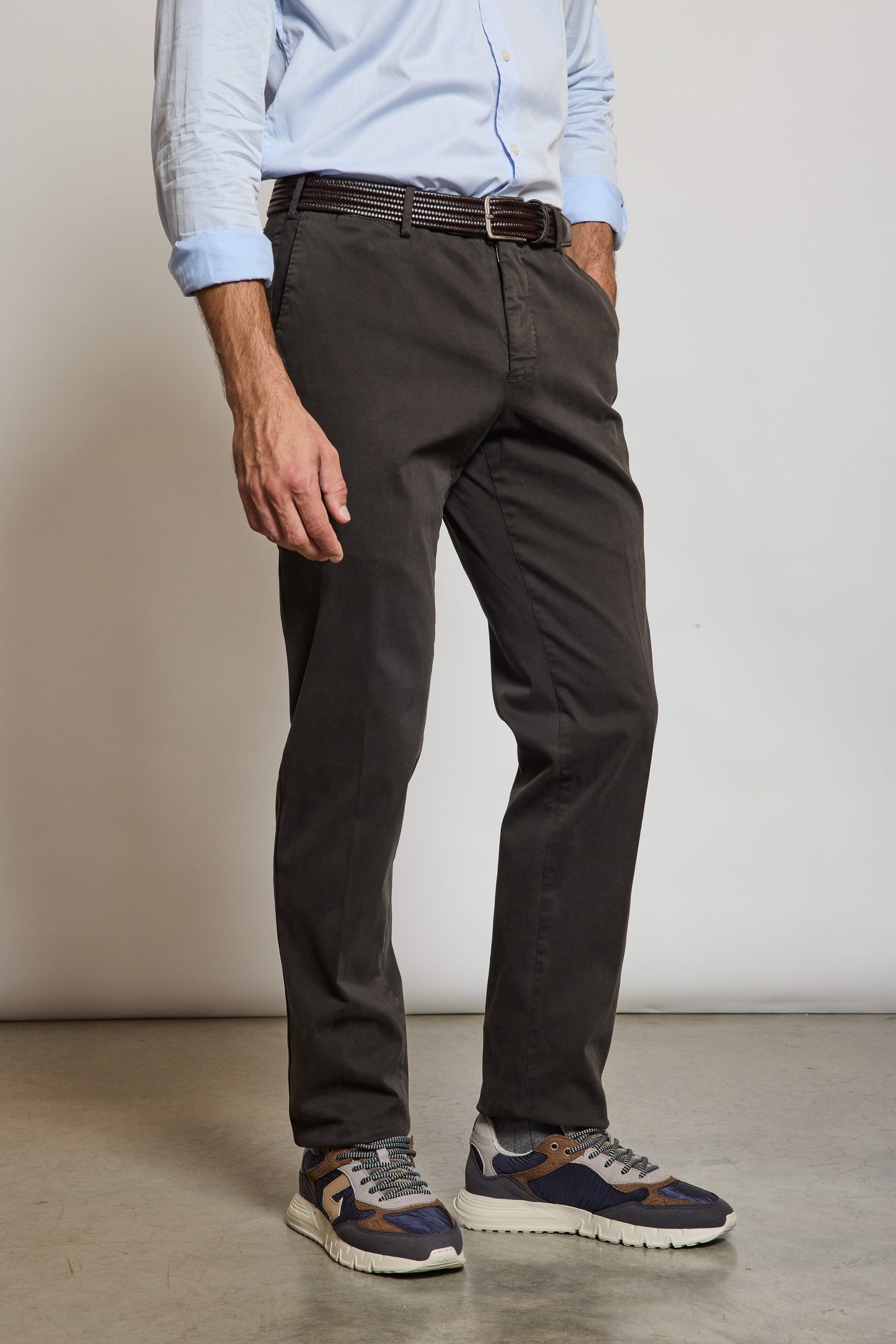 PANTALON SLIM FIT GABARDINE CHOCOLAT