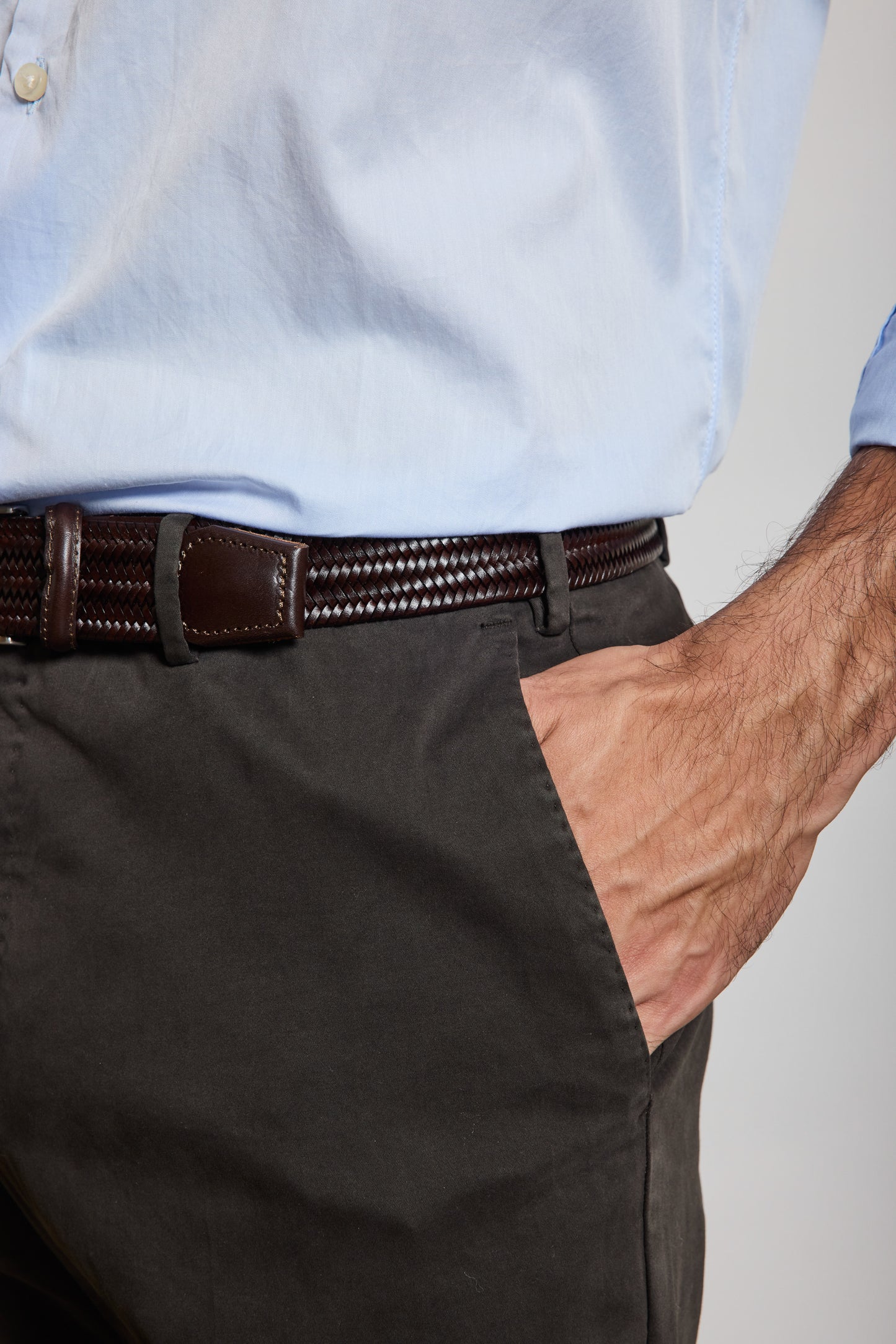 PANTALON SLIM FIT GABARDINE CHOCOLAT