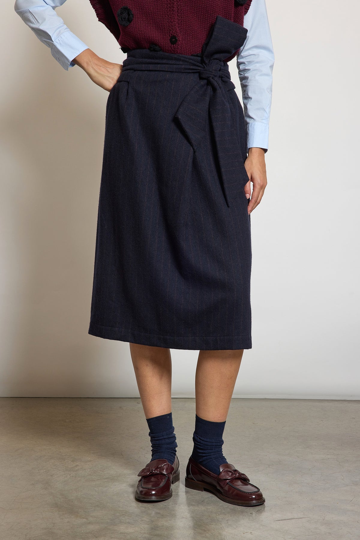 KNOTTED SKIRT NAVY
