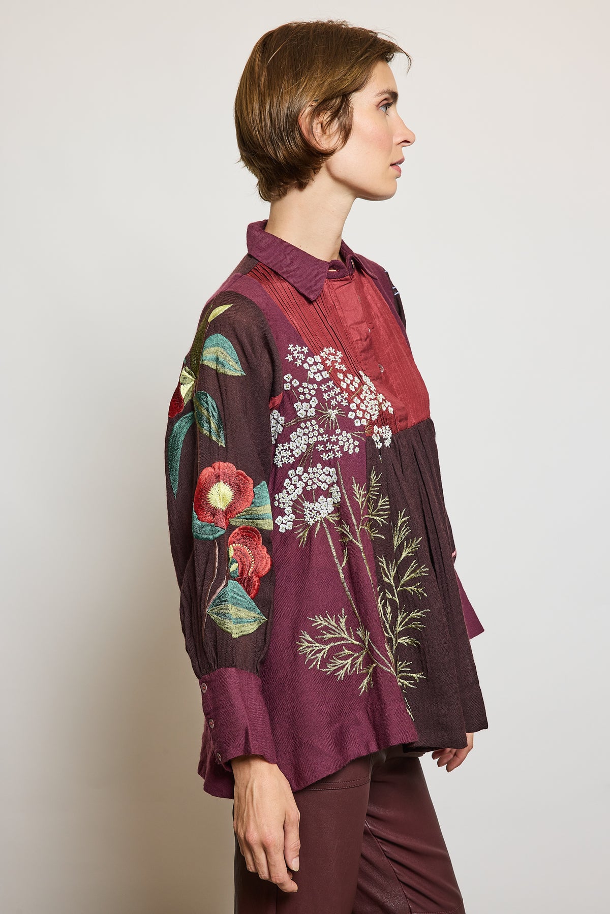 TOP EN LAINE BRODÉE BORDEAUX