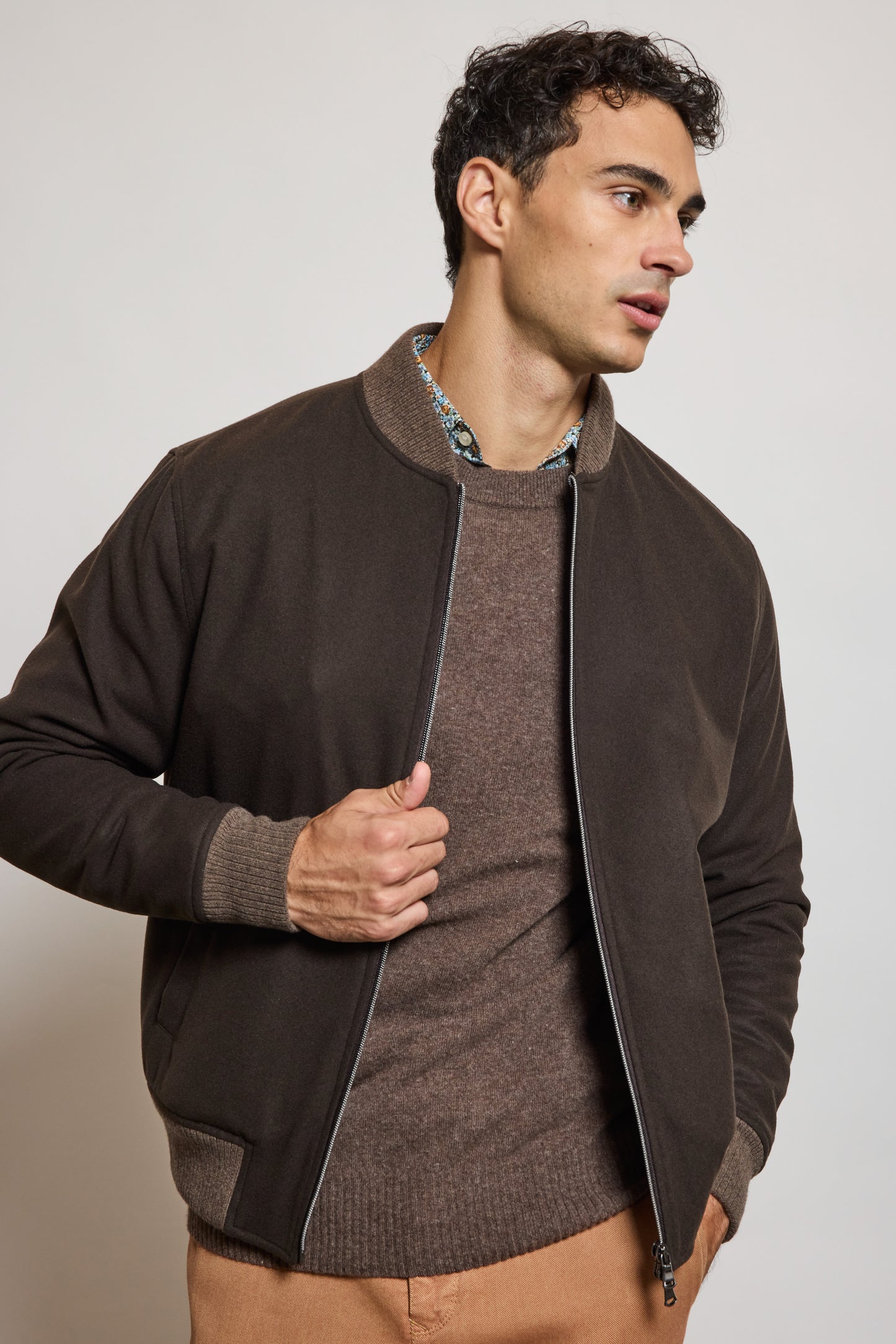BOMBER EN LAINE CHOCOLAT