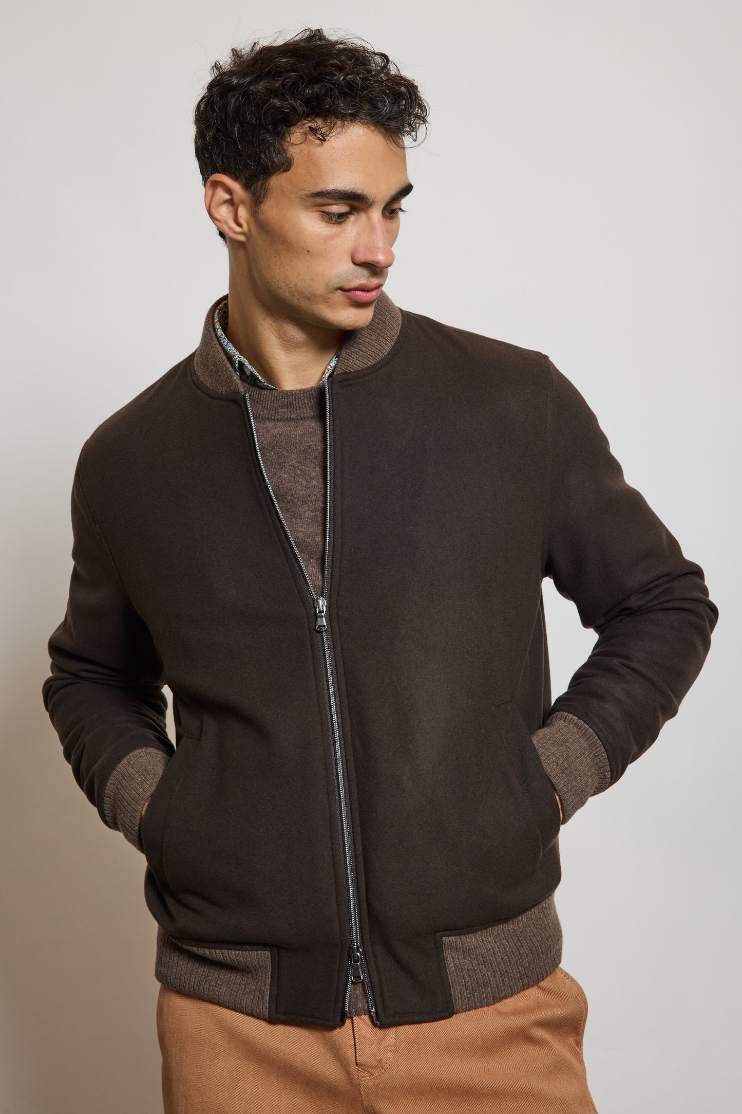 BOMBER EN LAINE CHOCOLAT