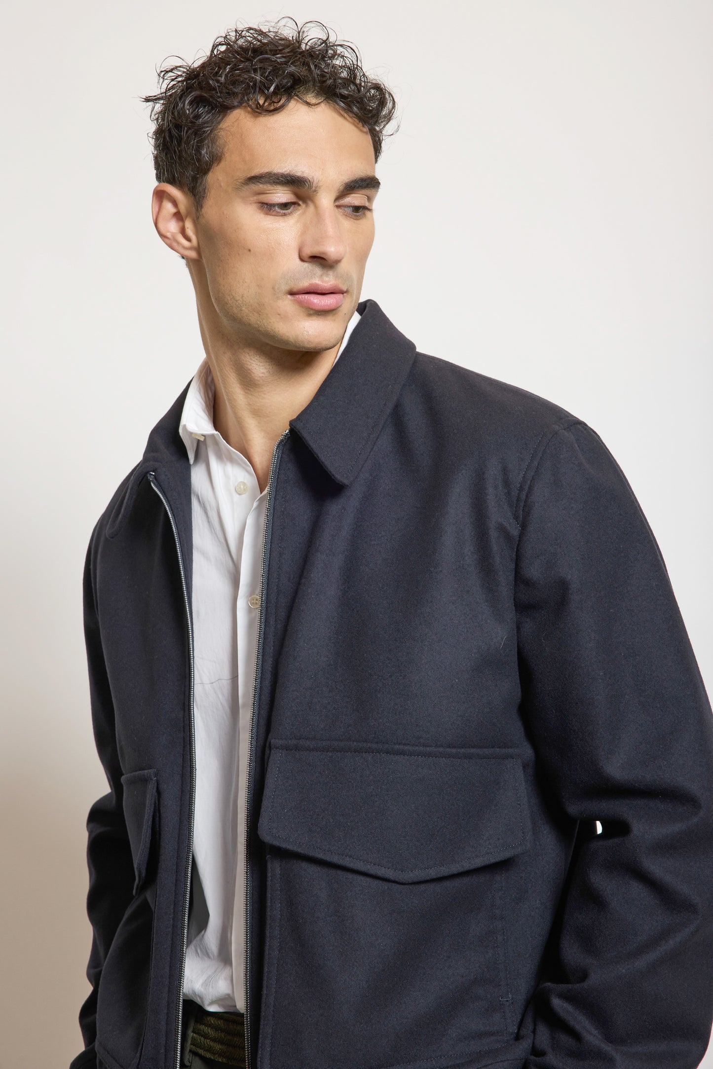 BLOUSON AVIATOR EN LAINE MARINE