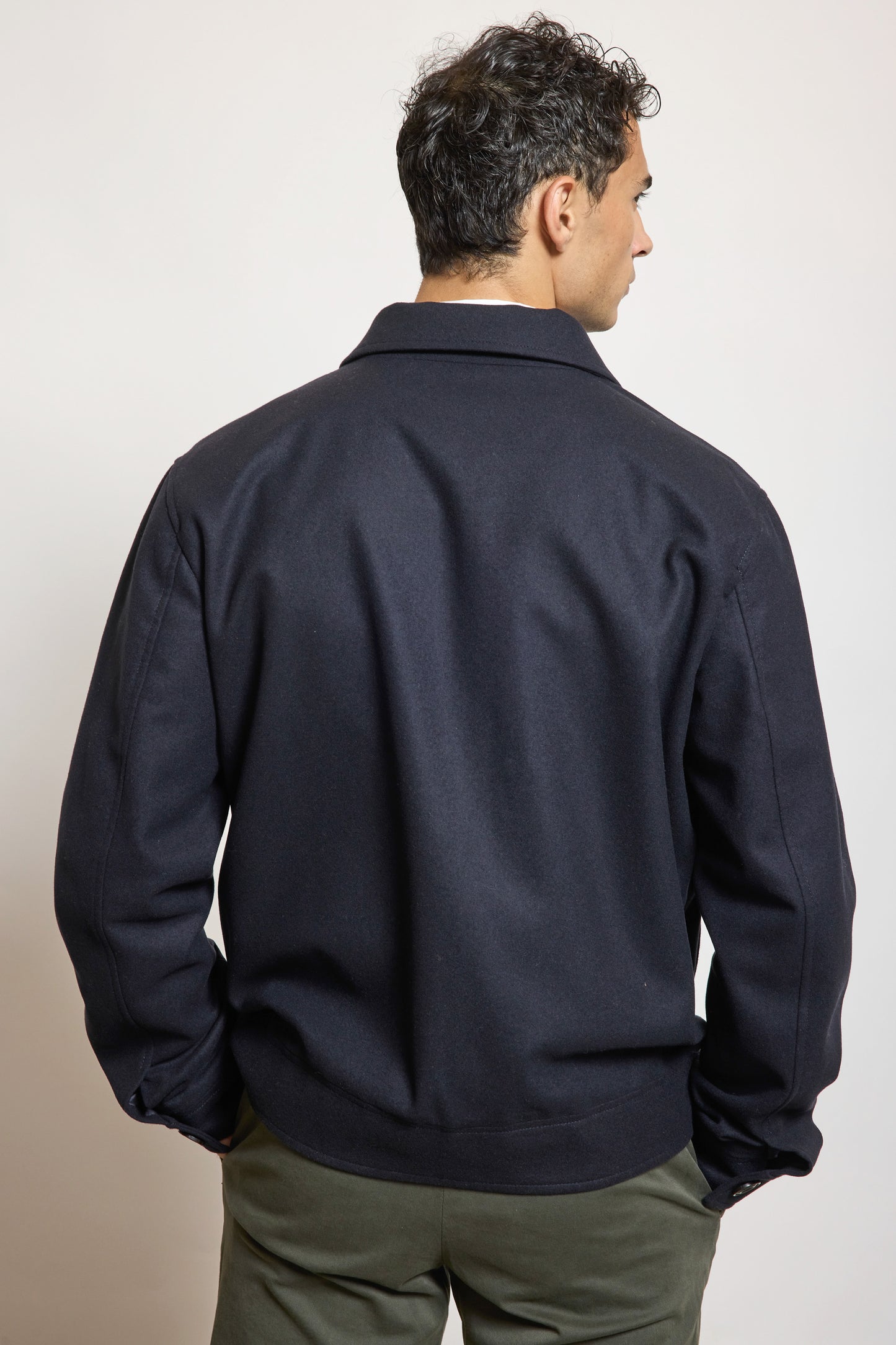BLOUSON AVIATOR EN LAINE MARINE