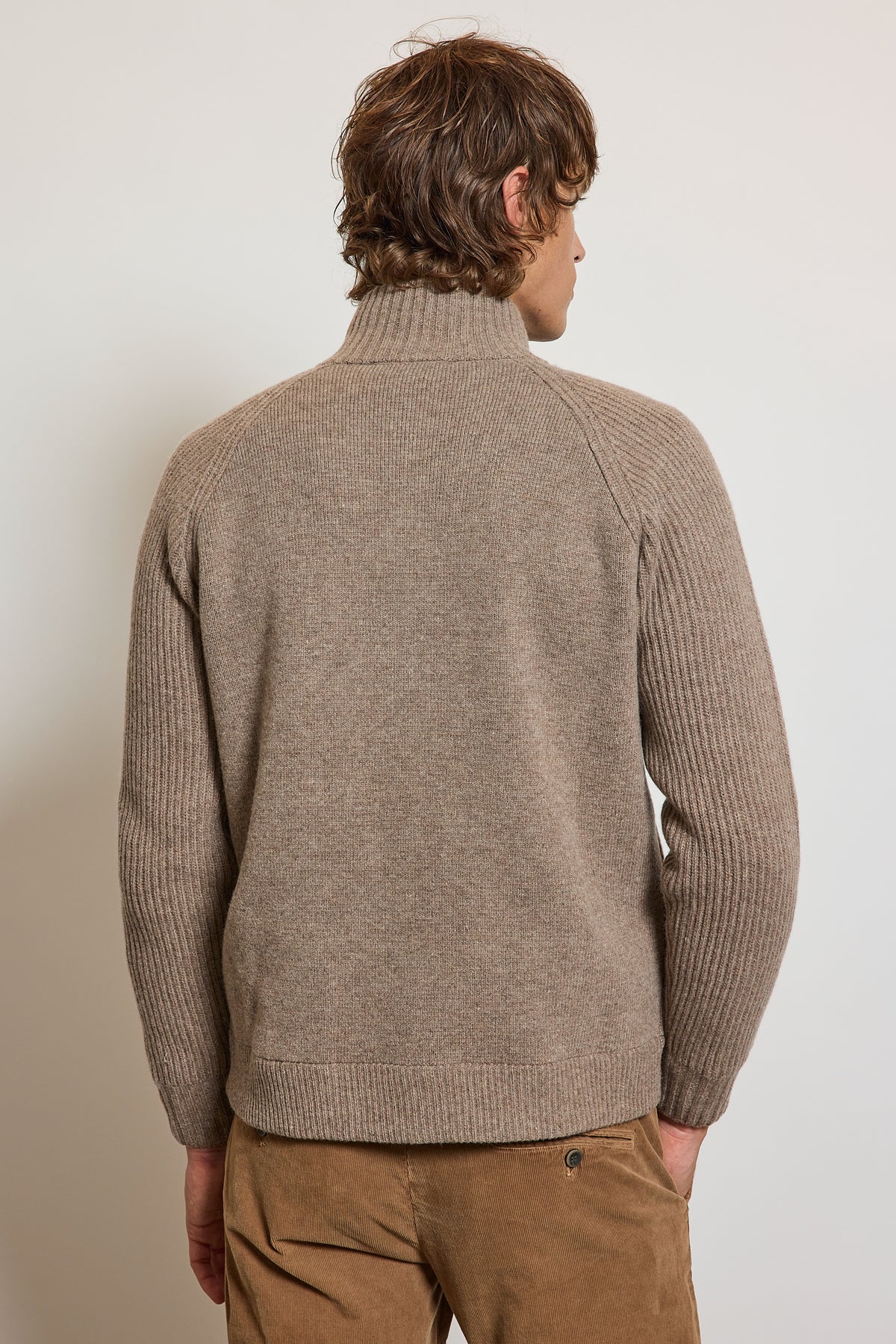 CARDIGAN ZIPPÉ EN LAINE BEIGE