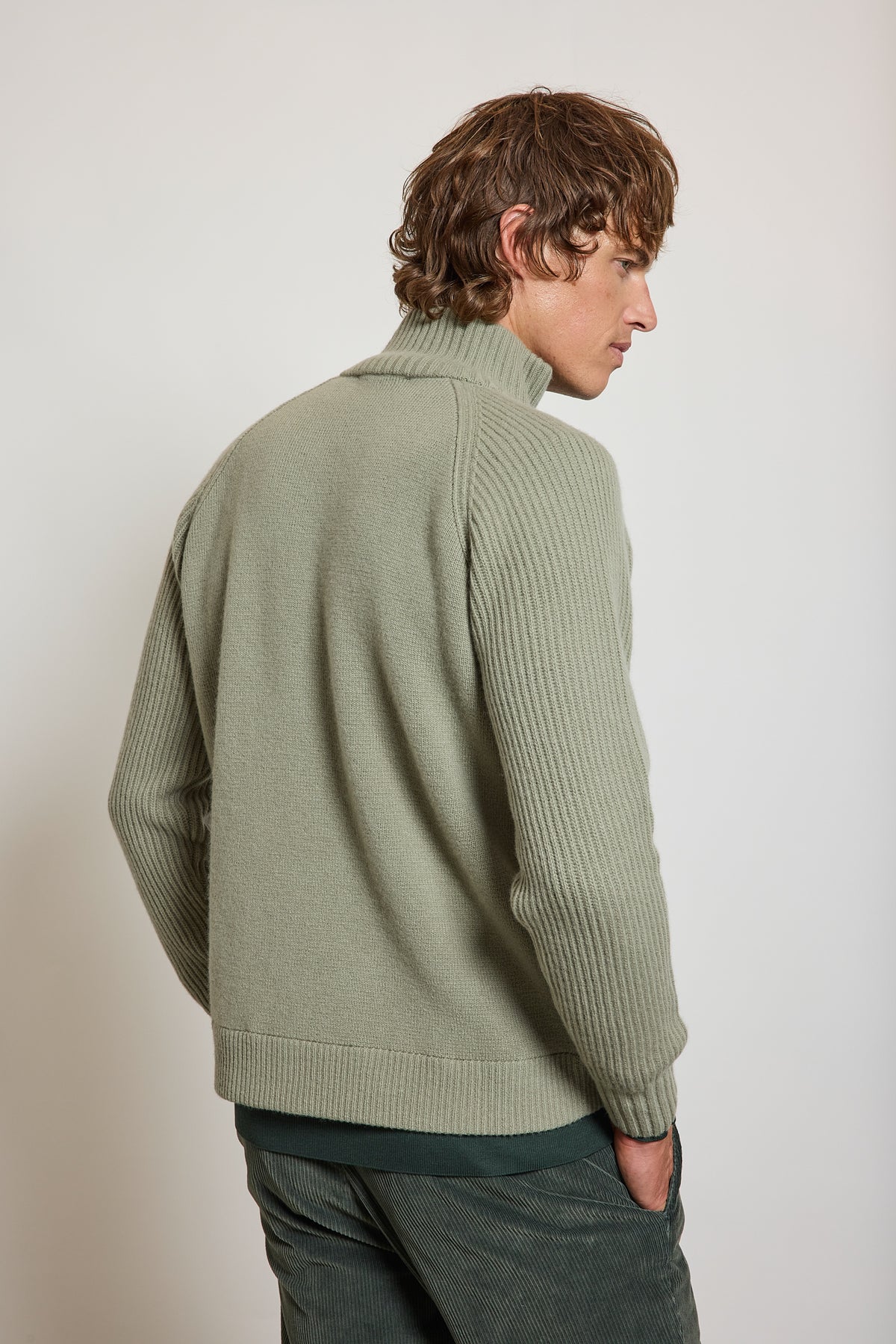 CARDIGAN ZIPPÉ EN LAINE BEIGE