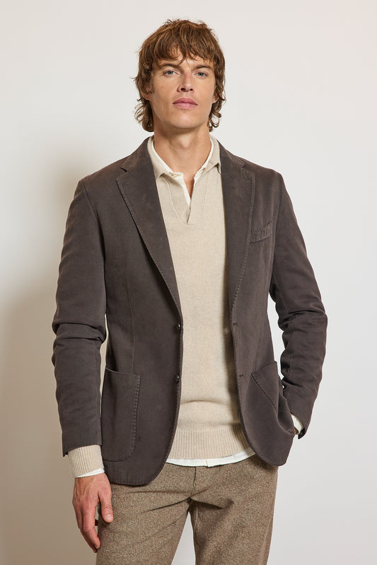 VESTE MOLESKINE EN CACHEMIRE CHOCOLAT