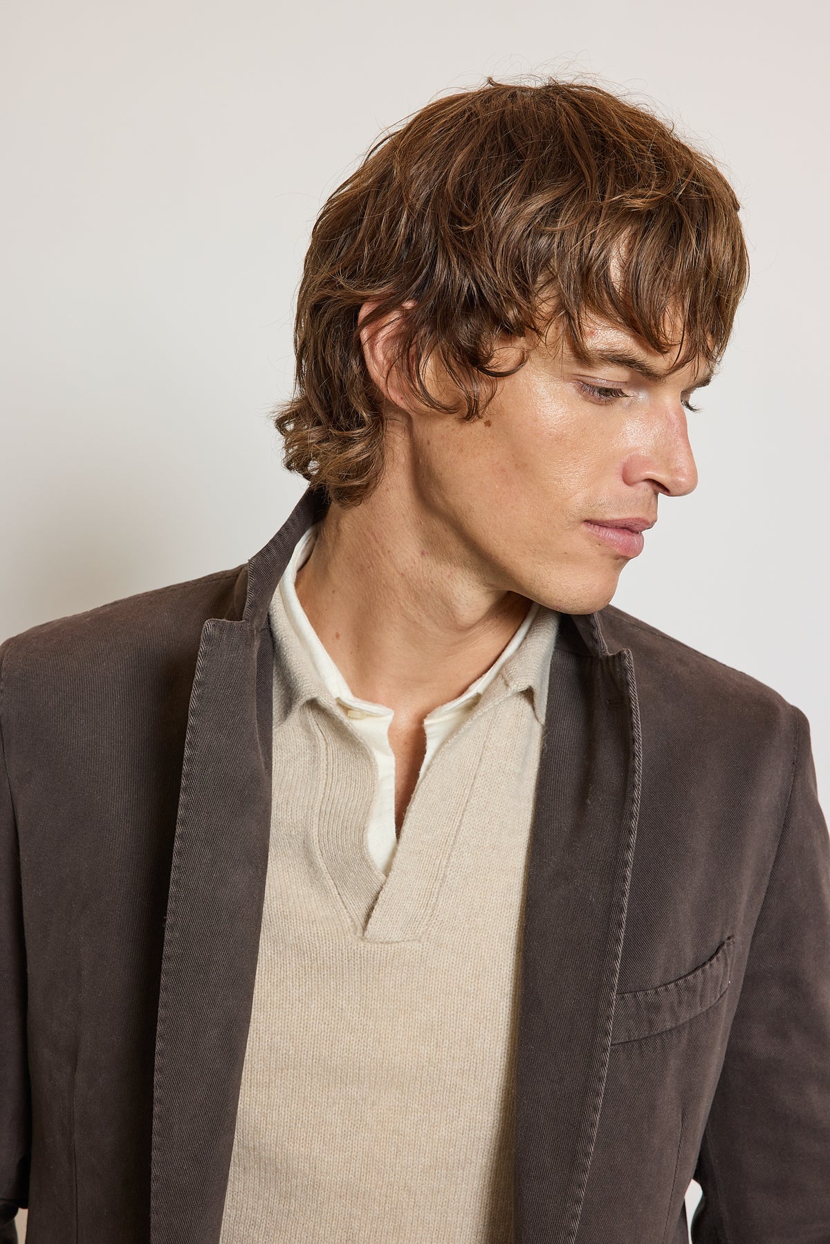 VESTE MOLESKINE EN CACHEMIRE CHOCOLAT