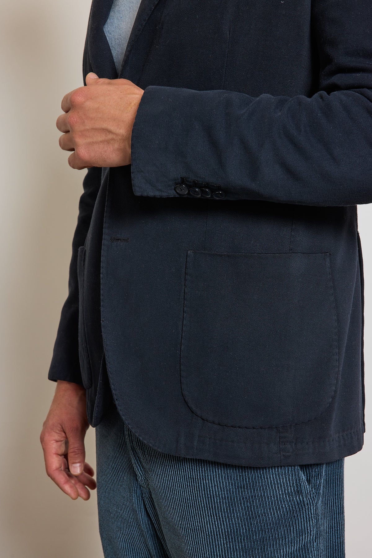 VESTE MOLESKINE EN CACHEMIRE MARINE