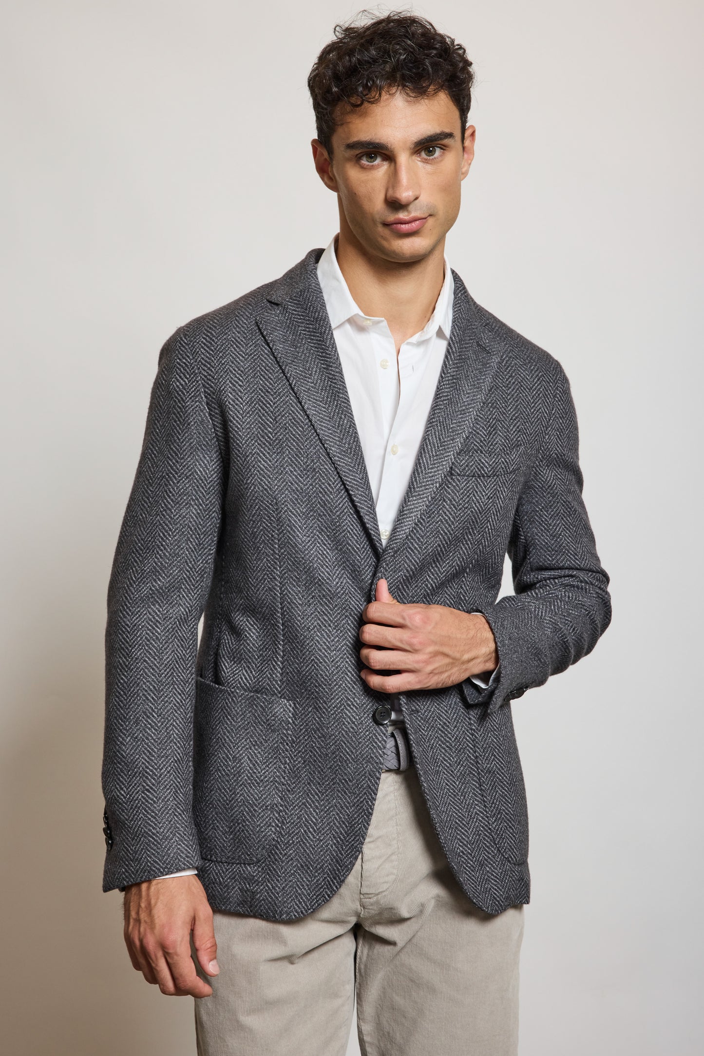 VESTE CHEVRONS EN LAINE ANTHRACITE